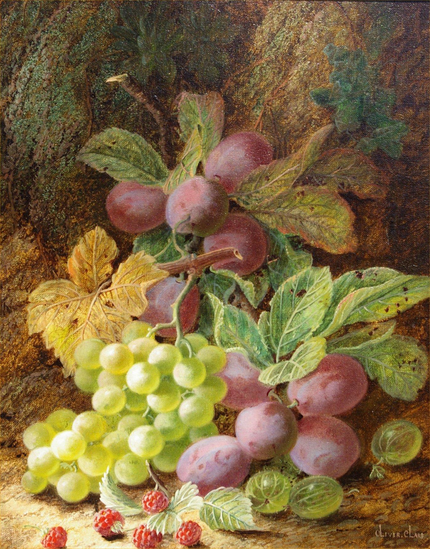 Still Life of Grapes, Plums and Berries