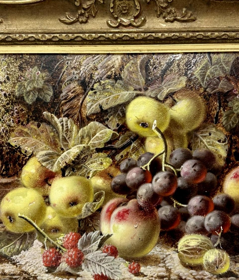 Oliver Clare Still Life Fruits Oil on Board English Painting 1920 Gilt Frame In Good Condition For Sale In Dublin, Ireland