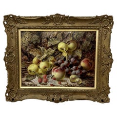 Oliver Clare Still Life Fruits Oil on Board English Painting 1920 Gilt Frame