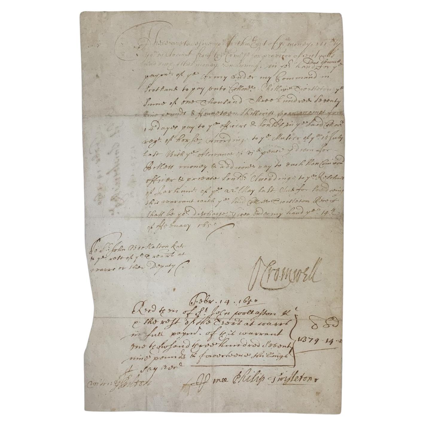 Oliver Cromwell Signed Document