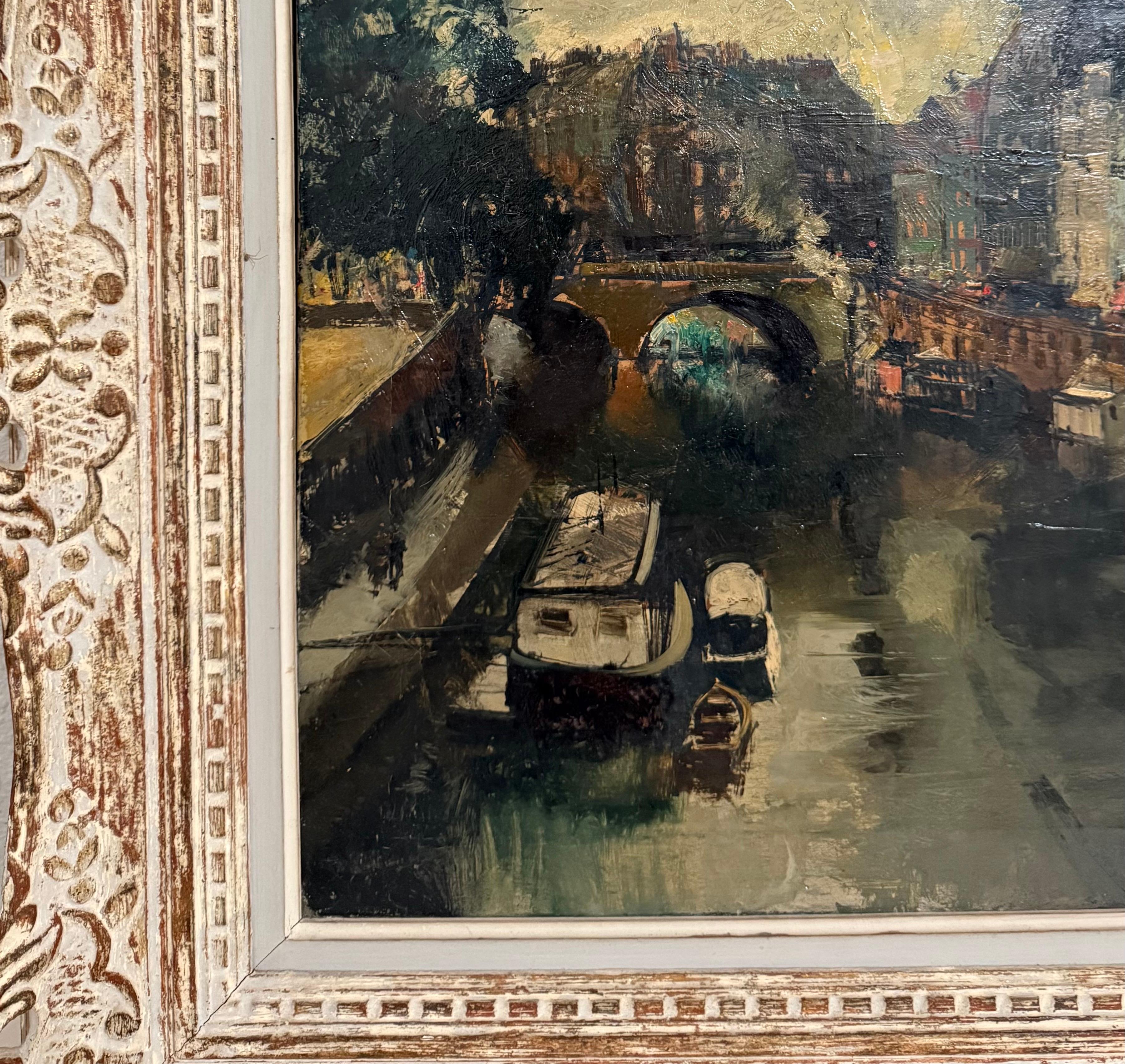Peinture à l'huile expressionniste Paris Scène Vue Architecturale Visionisme Olivier Foss en vente 2