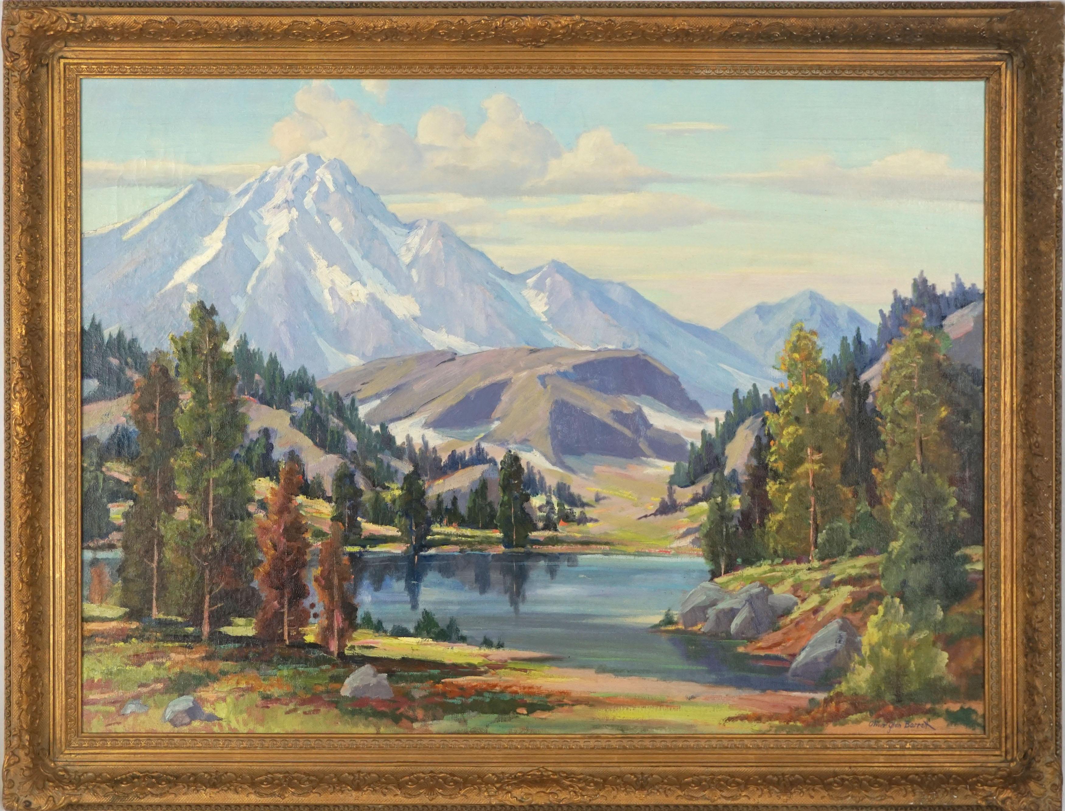 Oliver Glen Barrett Landscape Painting - 1940s Sierra Mountain Landscape -- "Sierra Grandeur" 