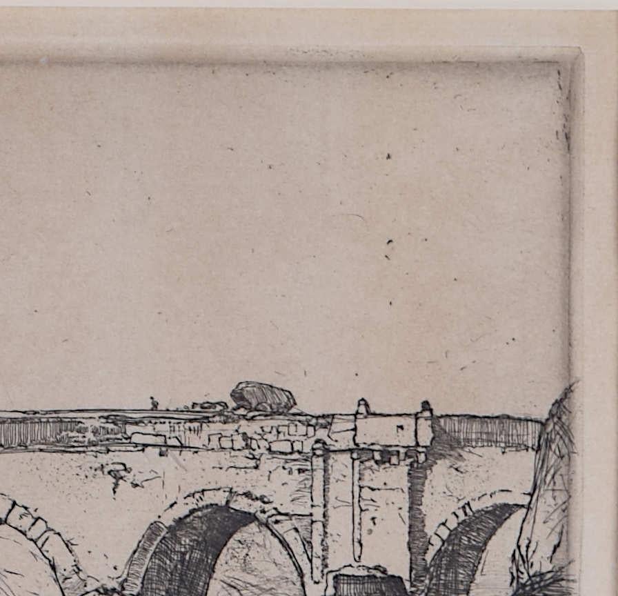 Oliver Hall
Study of a Bridge
Etching
19 x 14 cm 
Signed to lower margin
Provenance: Family of the artist. 

Oliver Hall (1869–1957) was a British landscape painter and etcher celebrated for his evocative depictions of the English and Scottish