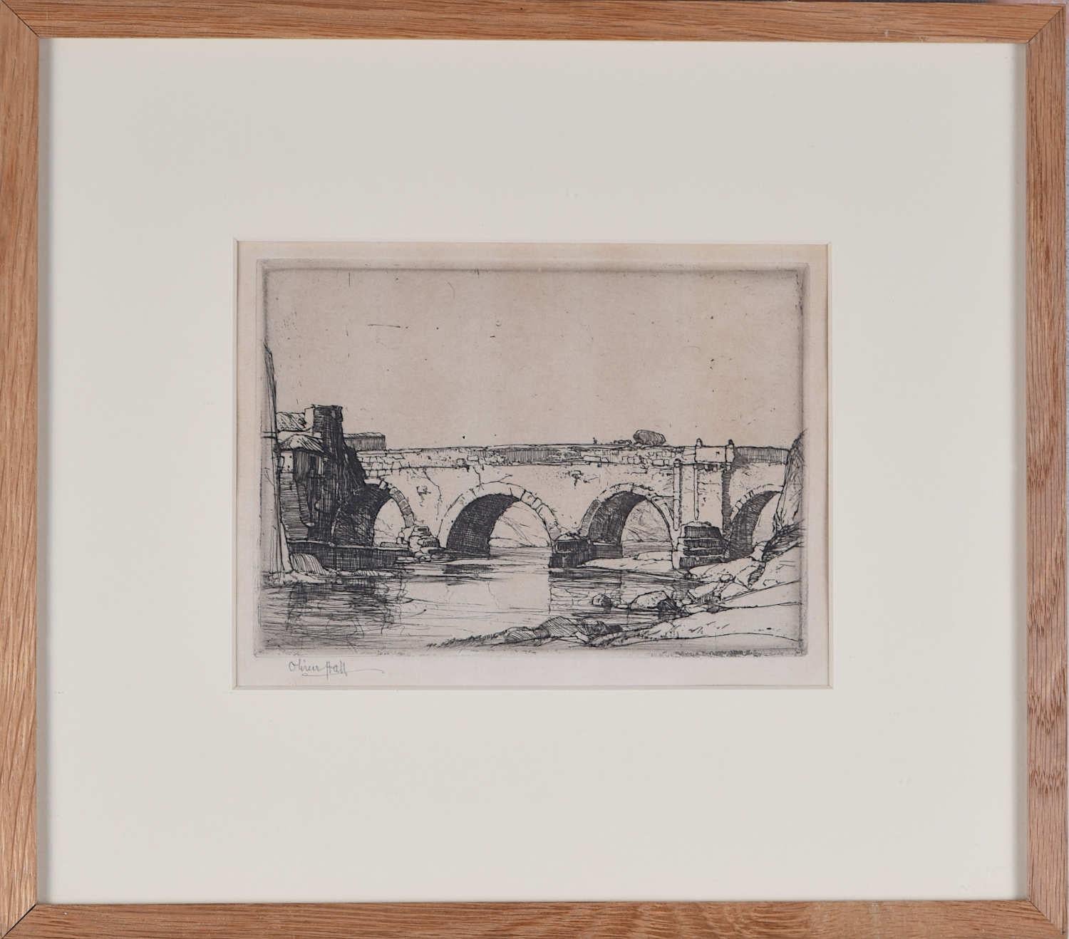 Studie einer Brücke, Radierung von Oliver Hall
