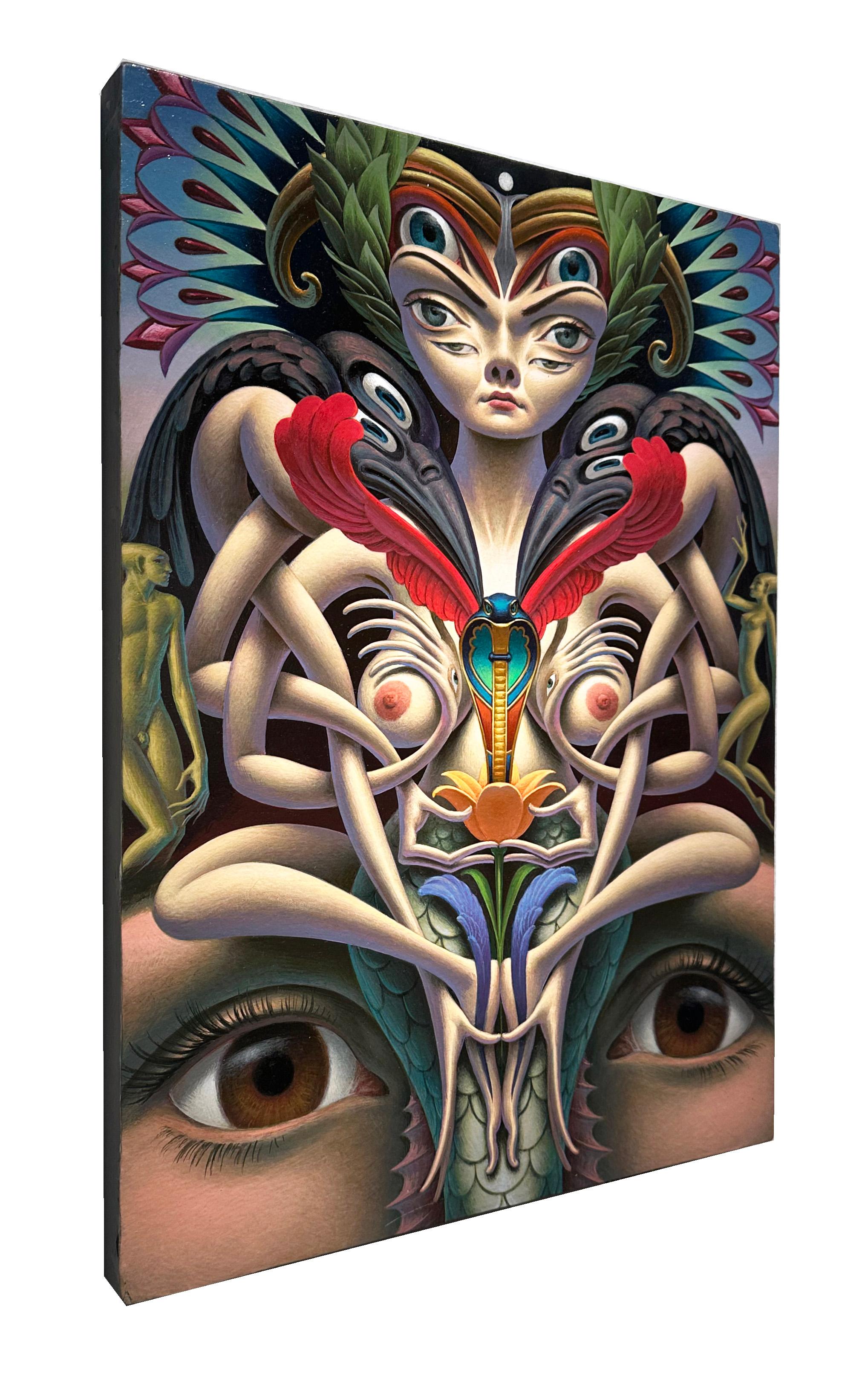 Disembodiment of the Cognitive Viscera (Crown Athena) - Surreal Original Artwork - Painting by Oliver Hazard Benson
