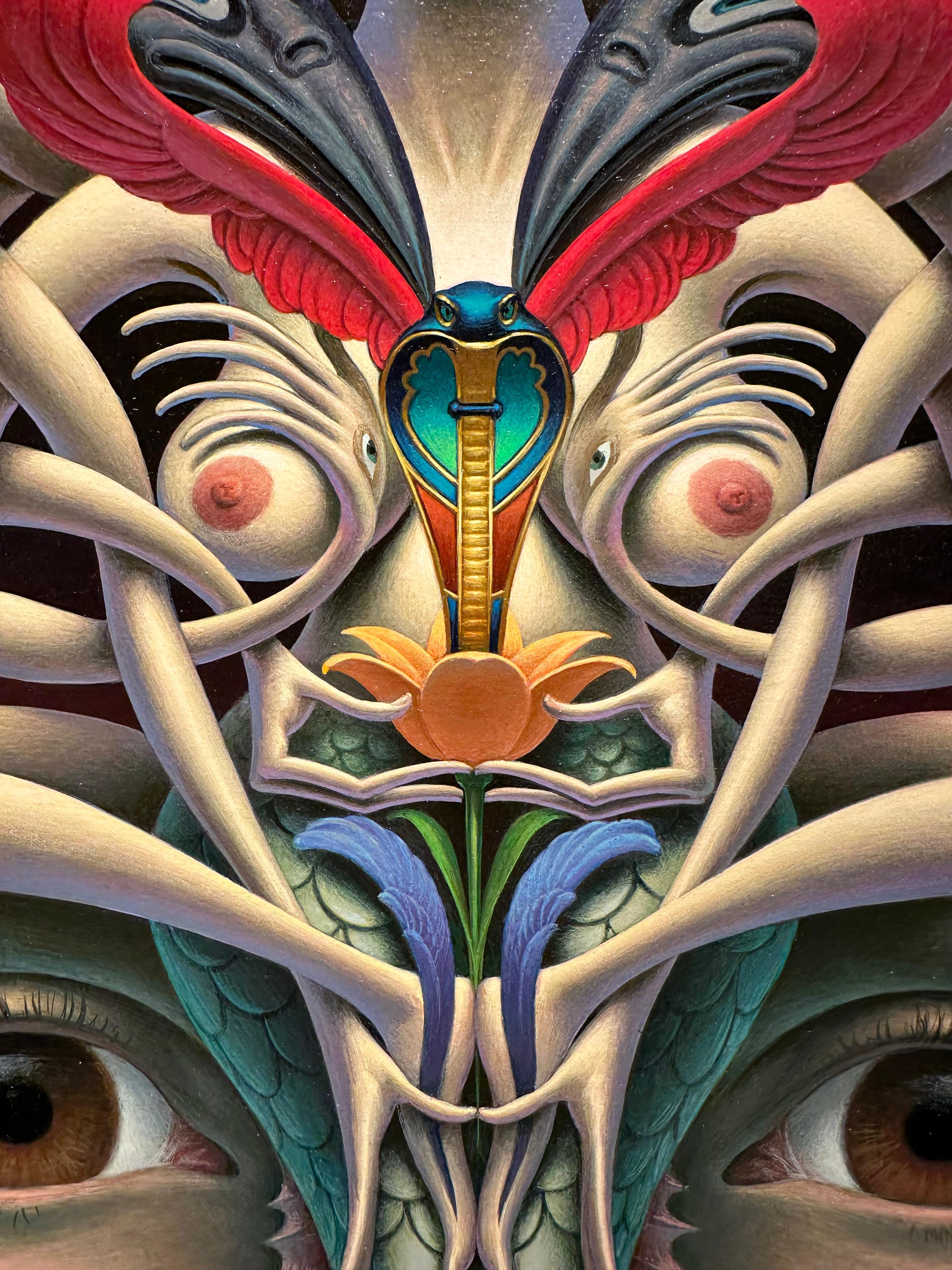 Disembodiment of the Cognitive Viscera (Crown Athena) - Surreal Original Artwork - Contemporary Painting by Oliver Hazard Benson