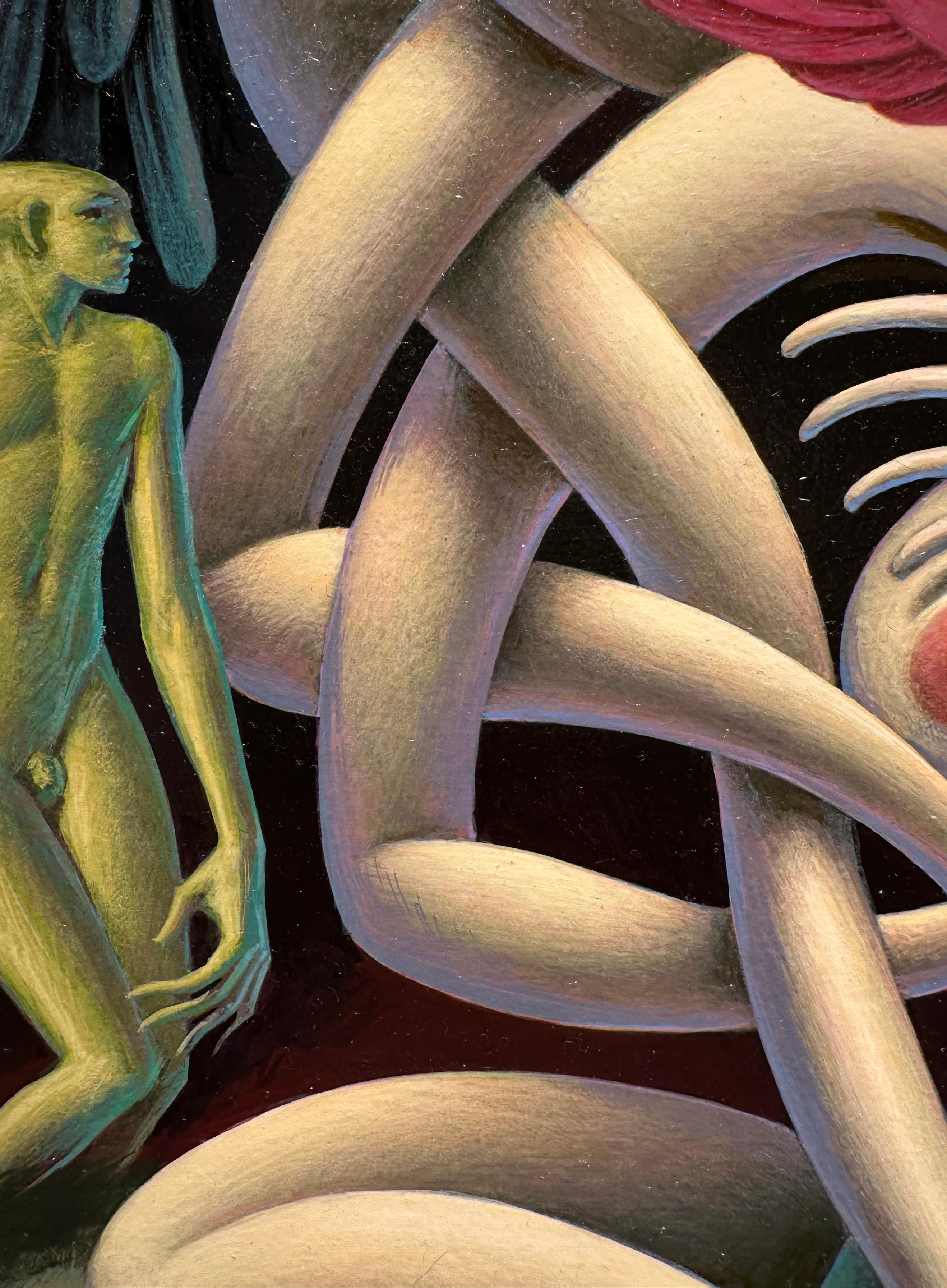 Disembodiment of the Cognitive Viscera (Crown Athena) - Surreal Original Artwork - Black Figurative Painting by Oliver Hazard Benson