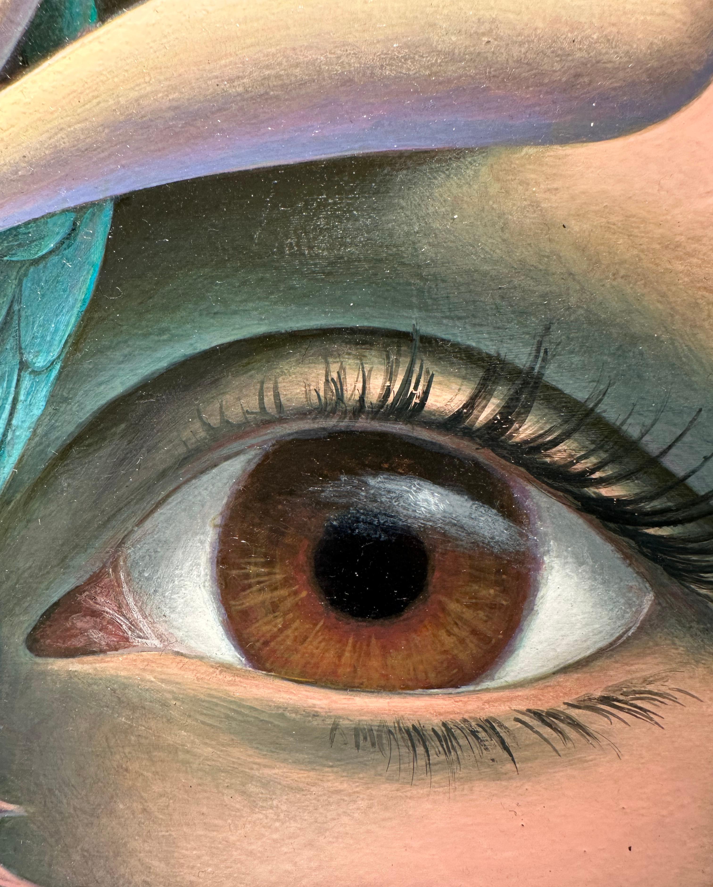 This painting, like each of the paintings in the Purple Dawn series, is based on an earlier work that was lost or destroyed in the course of time. Feeling that I wanted to finish what I started I reconstructed the lost works from photographs and