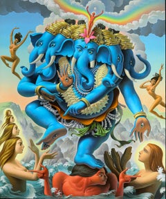 Ganesh at the Maelstrom - Highly Detailed Surreal, Symbolic Painting