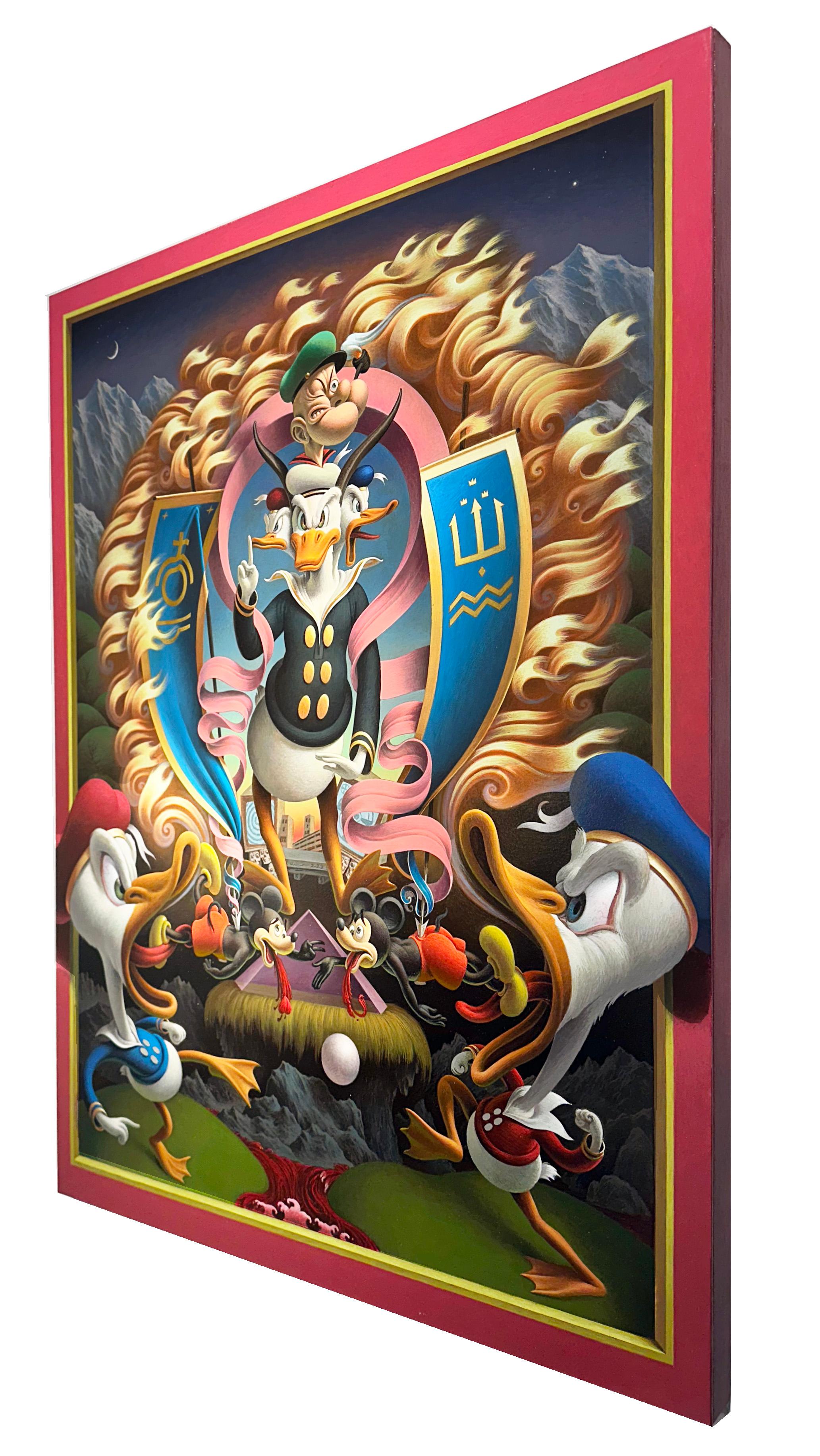 The Magic War - Surreal Disney Characters, Highly Detailed Original Painting - Animal Painting Marrone di Oliver Hazard Benson