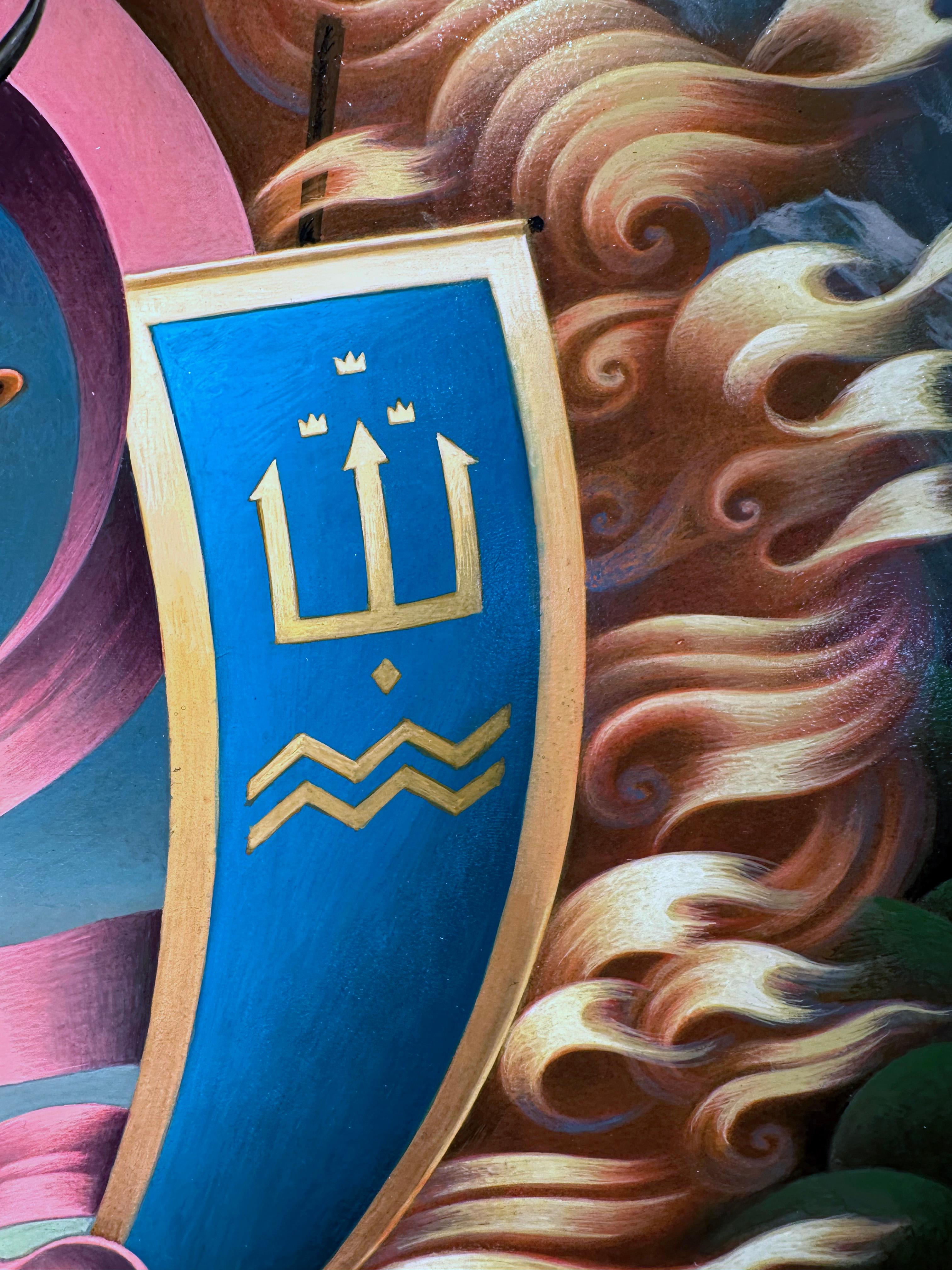 The Magic War - Surreal Disney Characters, Highly Detailed Original Painting in vendita 2