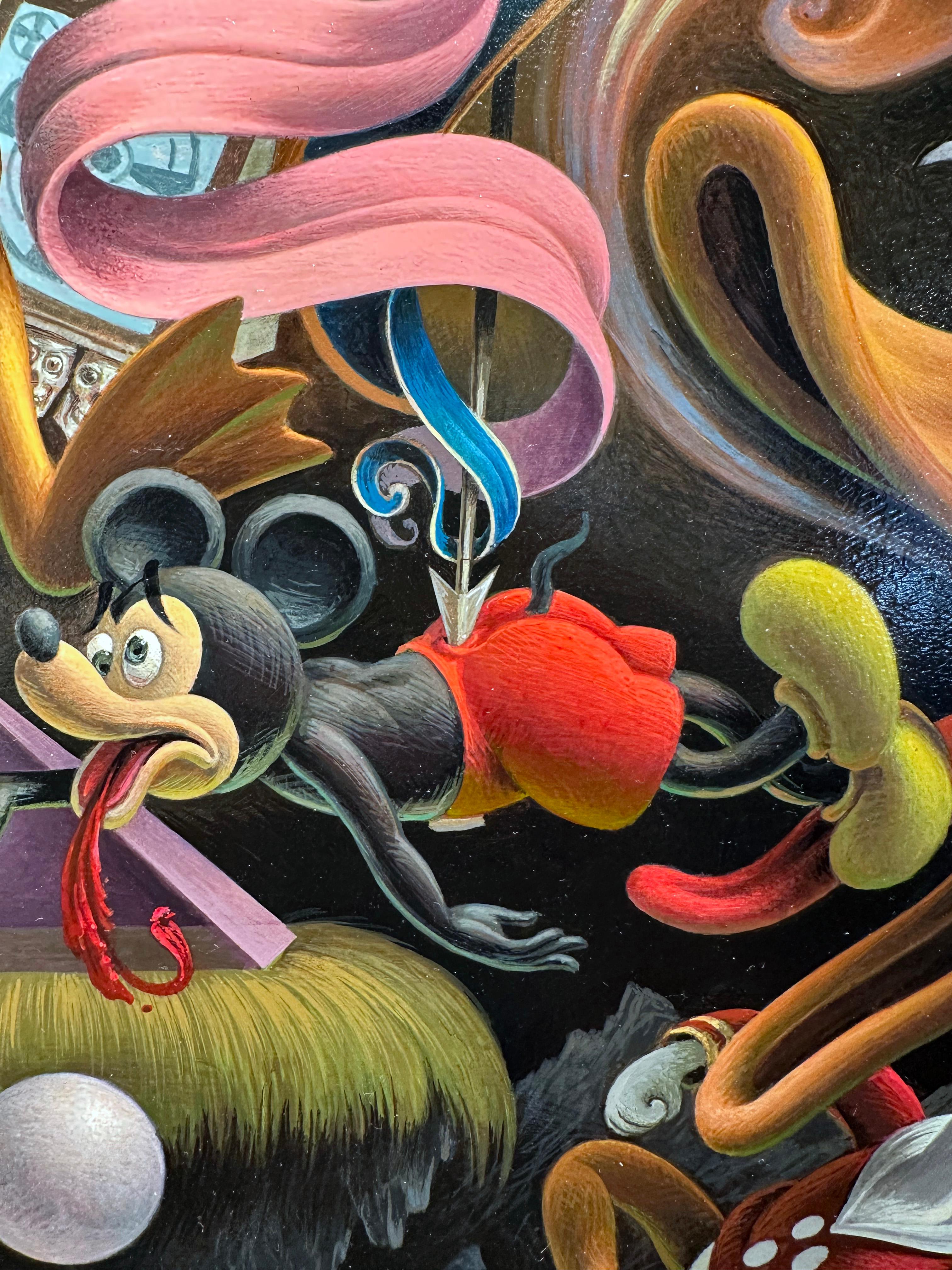 The Magic War - Surreal Disney Characters, Highly Detailed Original Painting in vendita 5