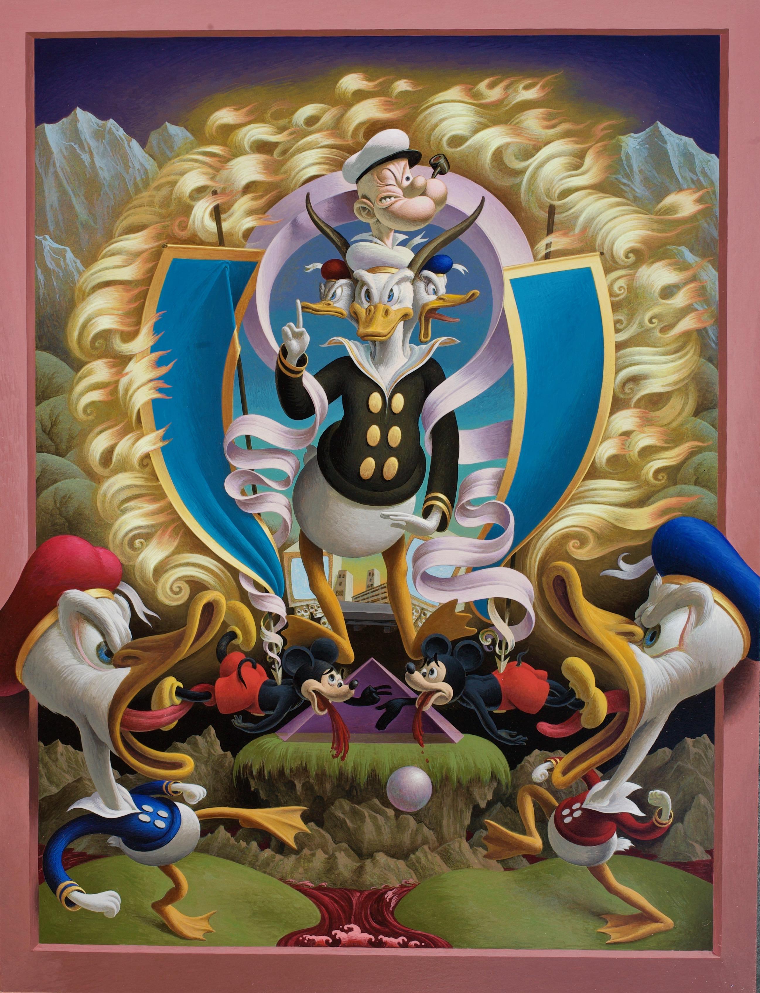 Oliver Hazard Benson Animal Painting - The Magic War - Surreal Disney Characters, Highly Detailed Original Painting