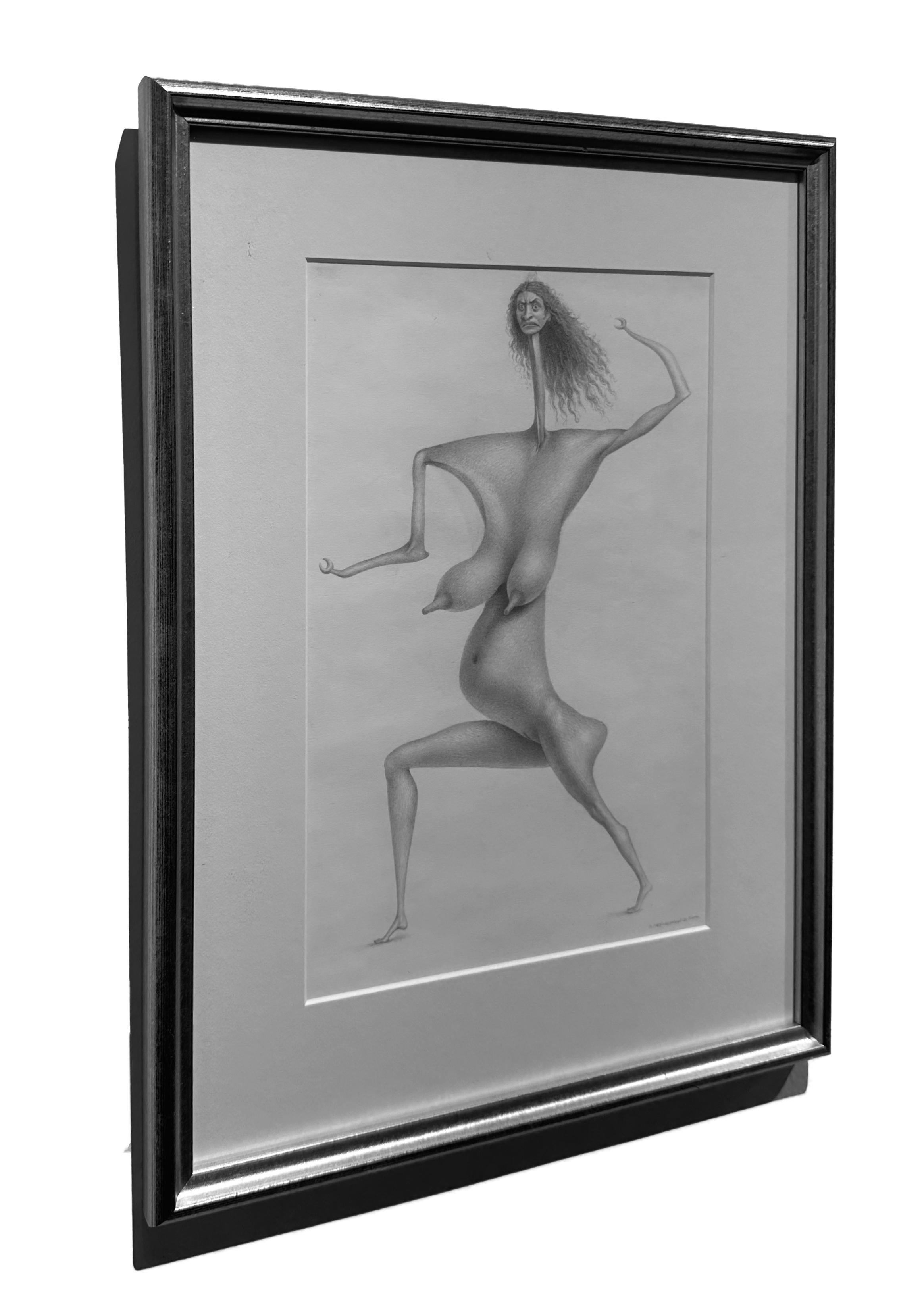TnT - Surreale Aktfigur, feines Graphit-Zeichnen, mattiert und gerahmt (Zeitgenössisch), Print, von Oliver Hazard Benson