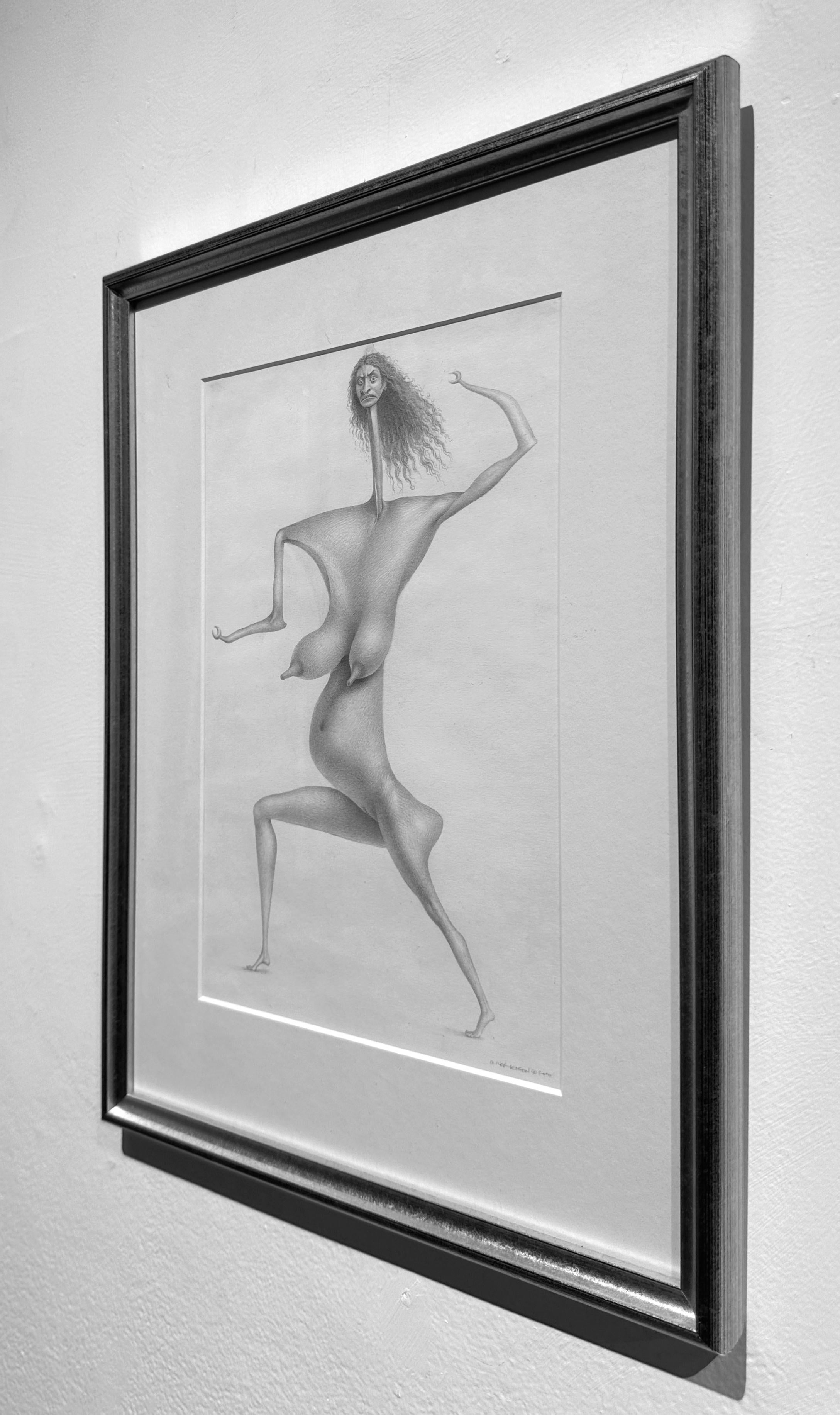 An overly exaggerated nude figure is the subject of Oliver Hazard Benson's drawing entitled 