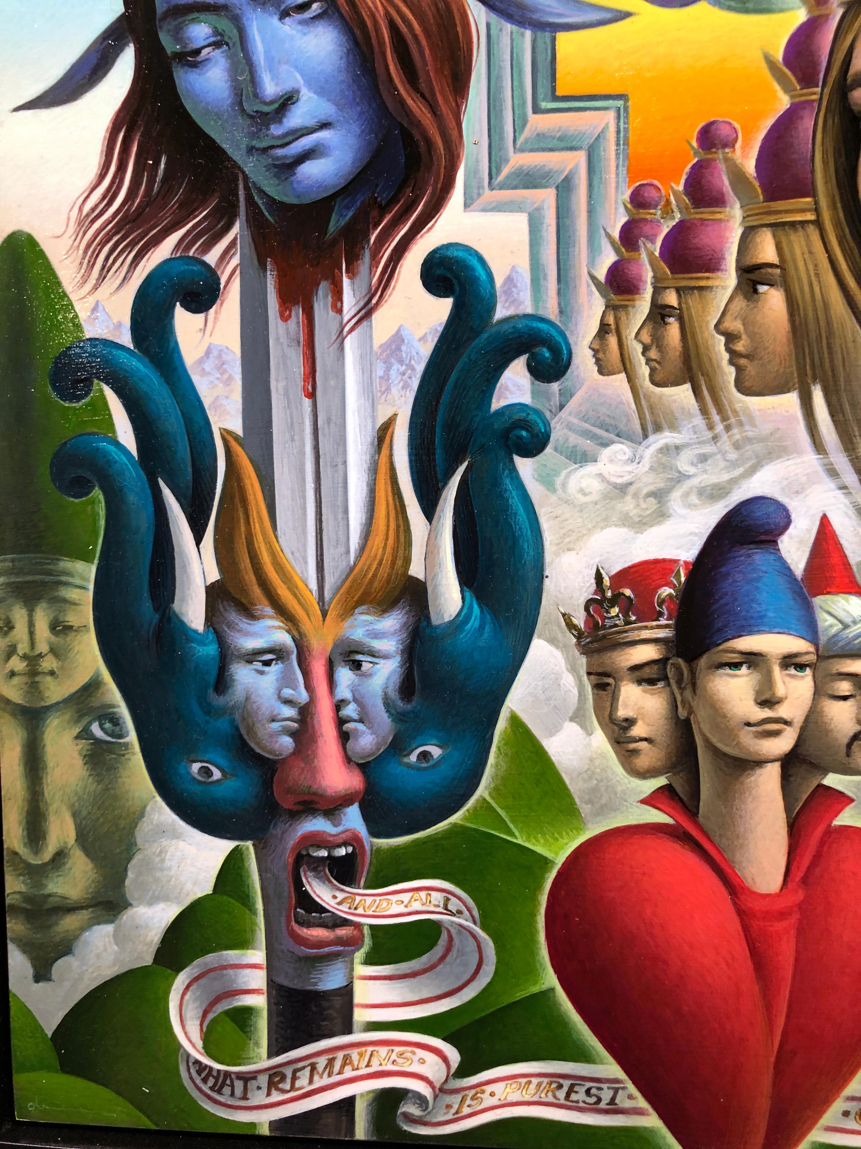 Despertar en Gordia - Muy detallado, surrealista y simbólico, acrílico sobre panel en venta 6
