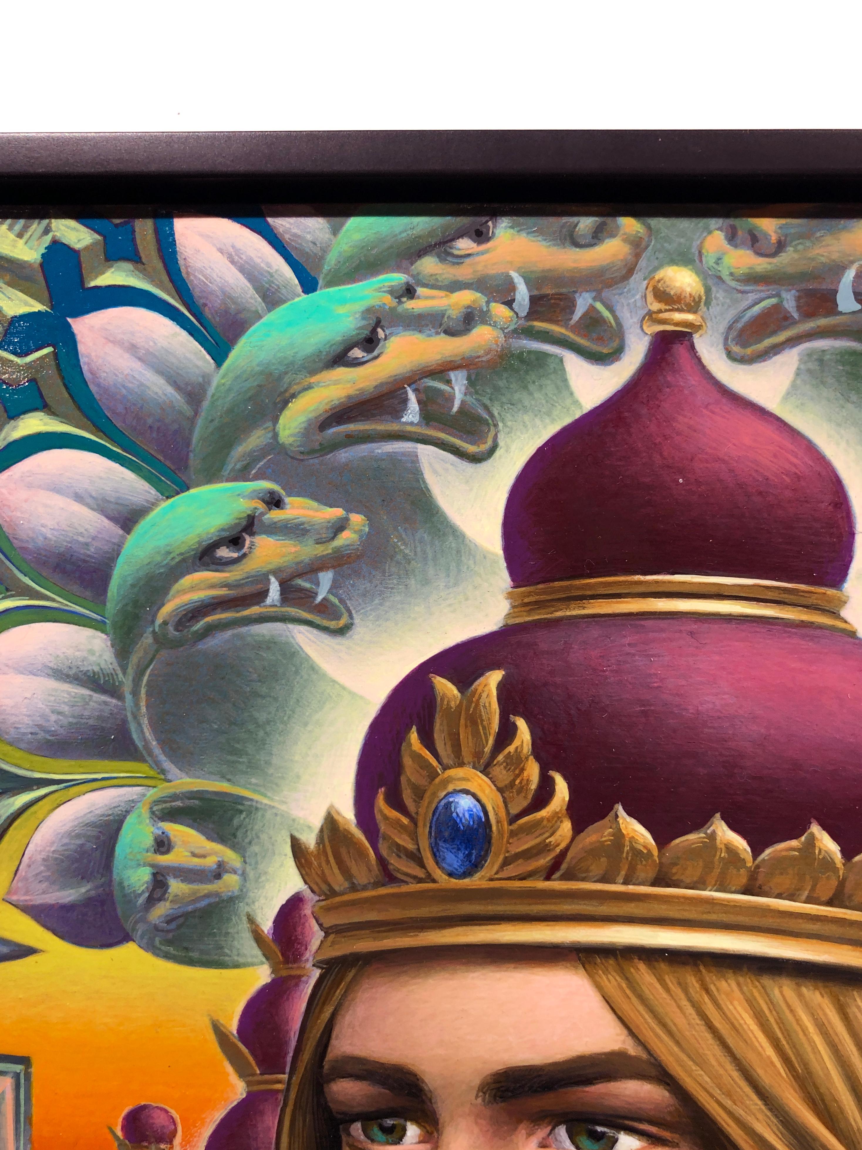 Despertar en Gordia - Muy detallado, surrealista y simbólico, acrílico sobre panel en venta 3