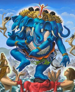 Ganesh at the Maelstrom - Highly Detailed Surreal, Symbolic Painting