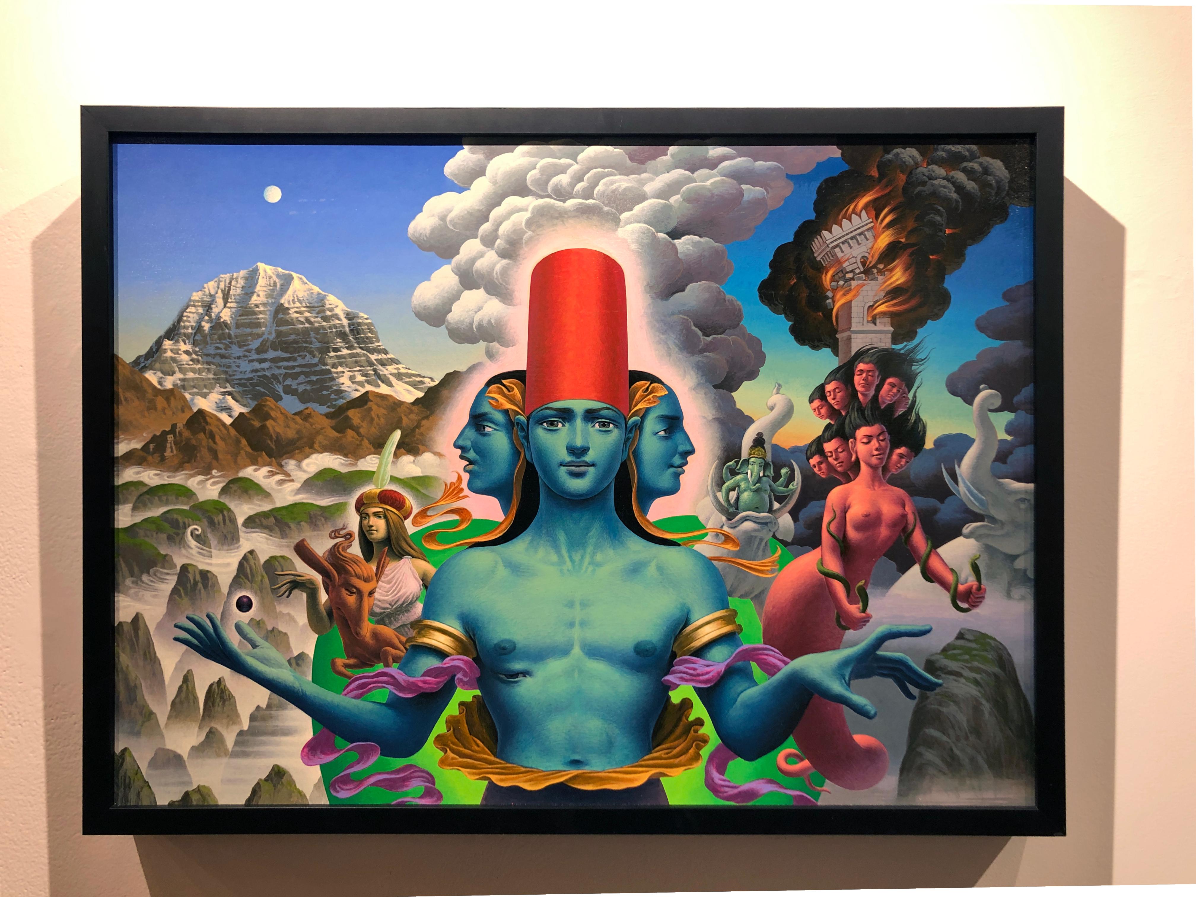 Lord of the Center - Originales, sehr detailliertes, symbolisches Kunstwerk mit surrealer Szene – Painting von Oliver Hazard