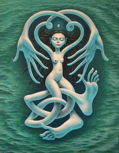 Nereid - Figure féminine nue avec jambes allongées dans une posture de yoga tendue