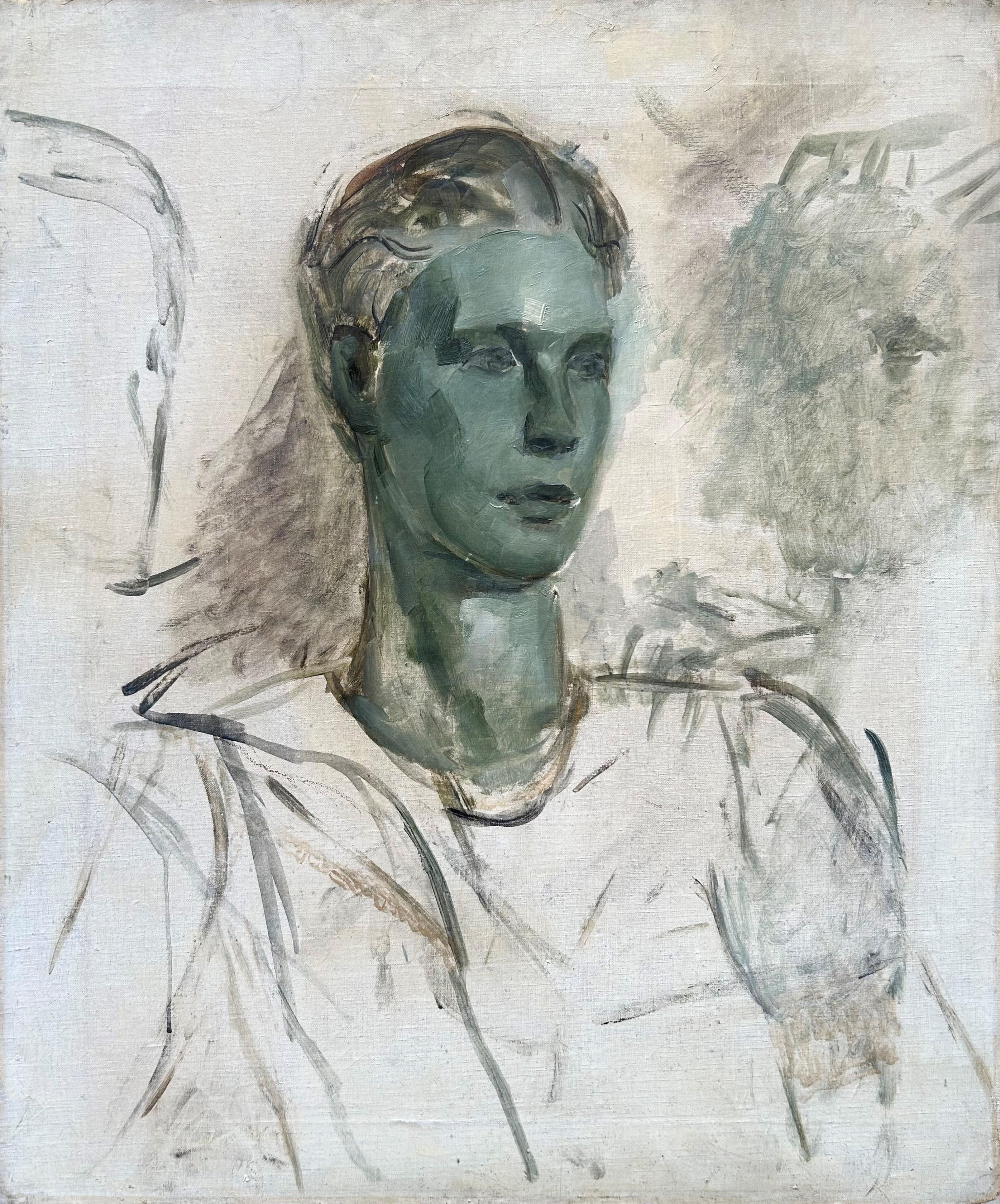 Ritratto di giovane uomo dipinto a olio Celebre artista del XX secolo - Painting di Oliver Messel