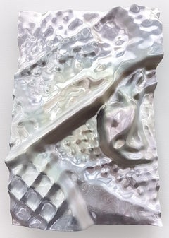 Object #79, Iridescent relief wall-hung sculptural work with 3d printed resin