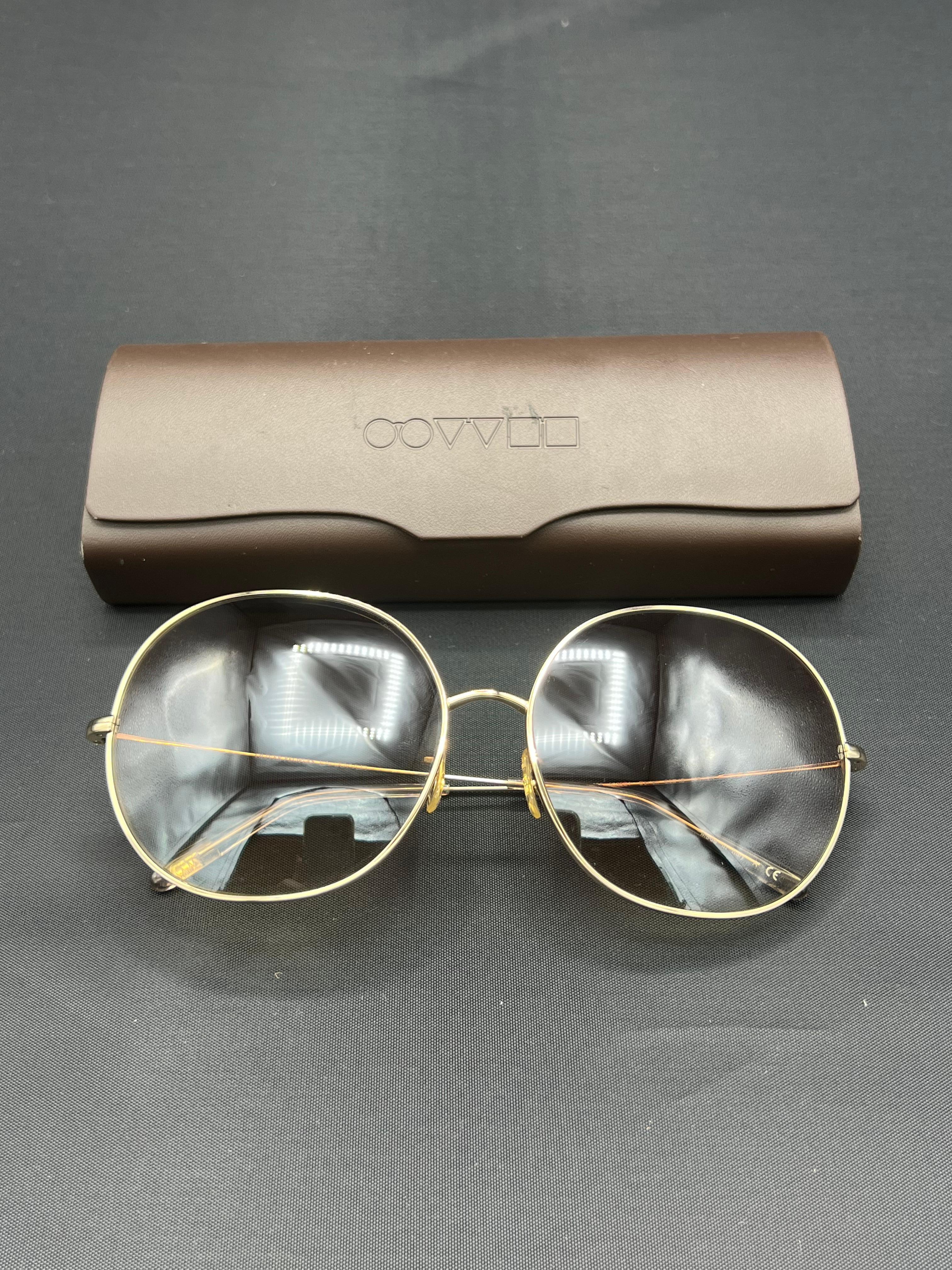 Oliver Peoples Darien Brown Round Sunglasses w/ Case For Sale 4