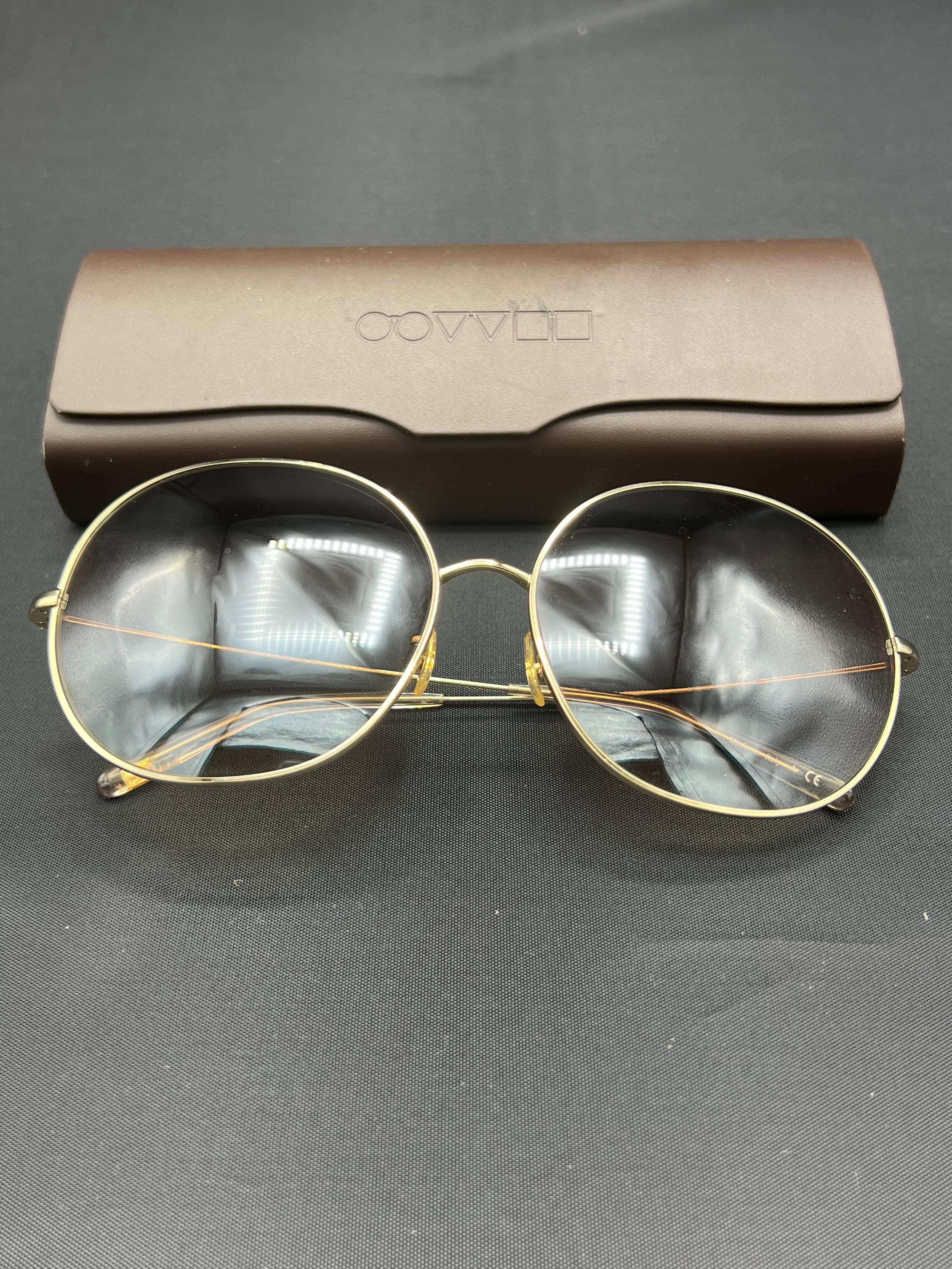 Oliver Peoples Darien Brown Round Sunglasses w/ Case For Sale 5