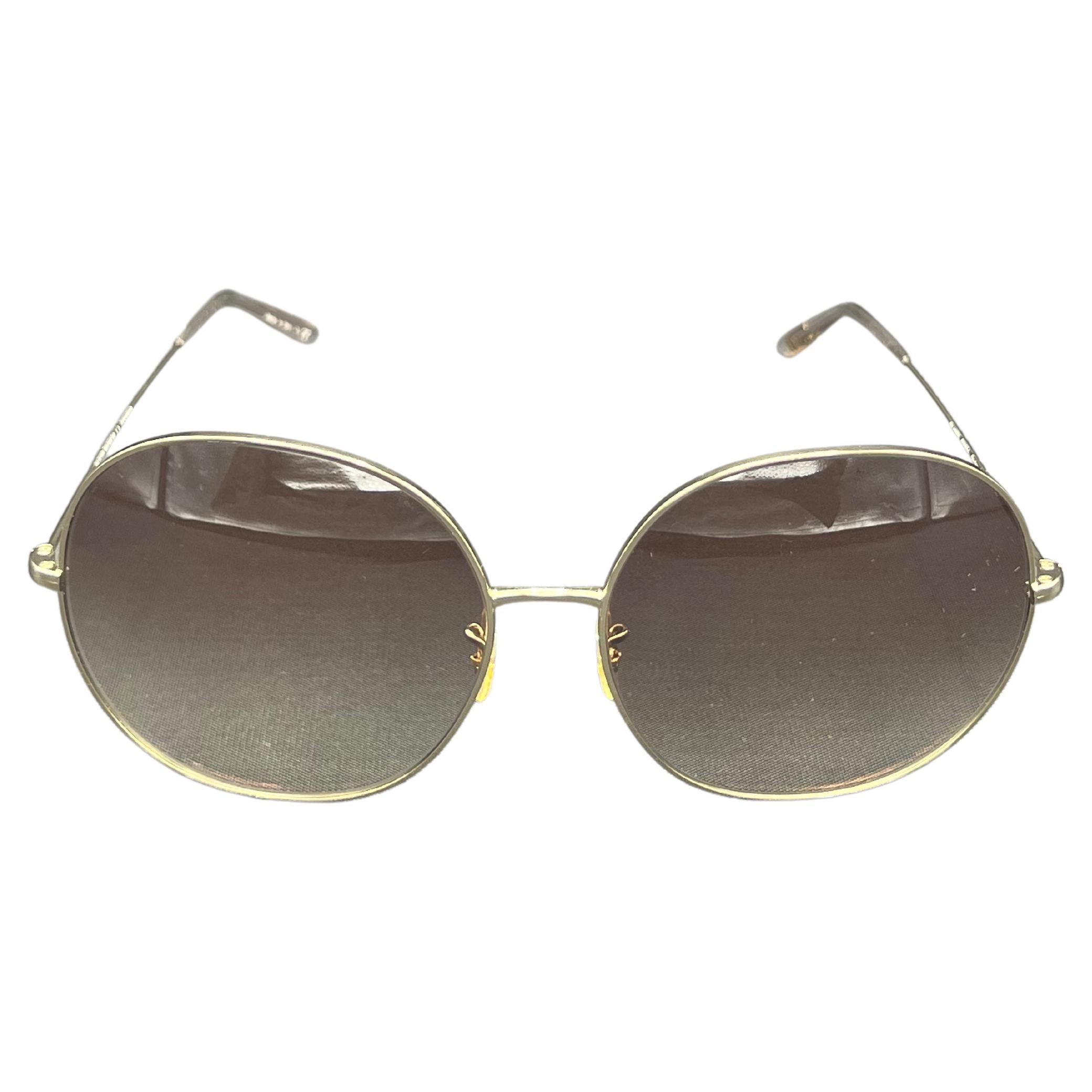 Oliver Peoples Darien Brown Round Sunglasses w/ Case For Sale