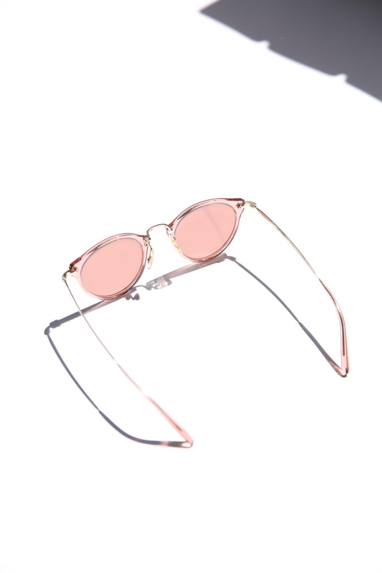 Oliver Peoples OP-505 Sunglasses pink rose brown gold oversized
