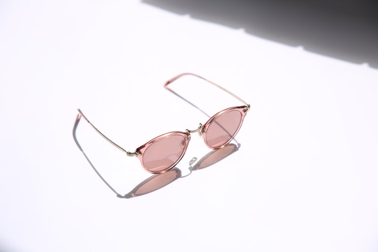 Oliver Peoples OP-505 Sunglasses pink rose brown gold oversized