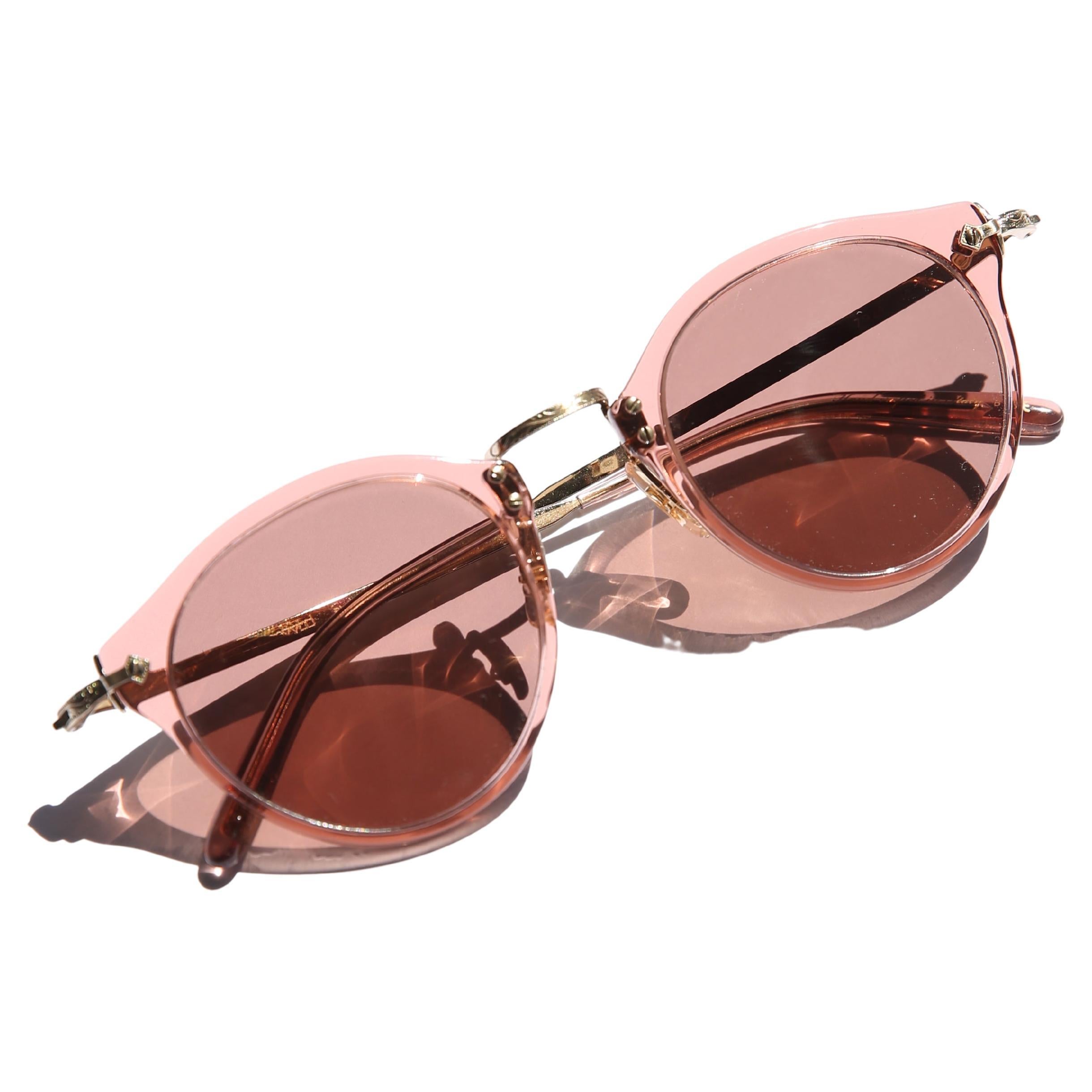 Oliver Peoples OP-505 Sunglasses pink rose brown gold oversized plastic acetate For Sale