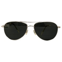 Used OLIVER PEOPLES Silver Metal Aviator Benedict Sunglasses