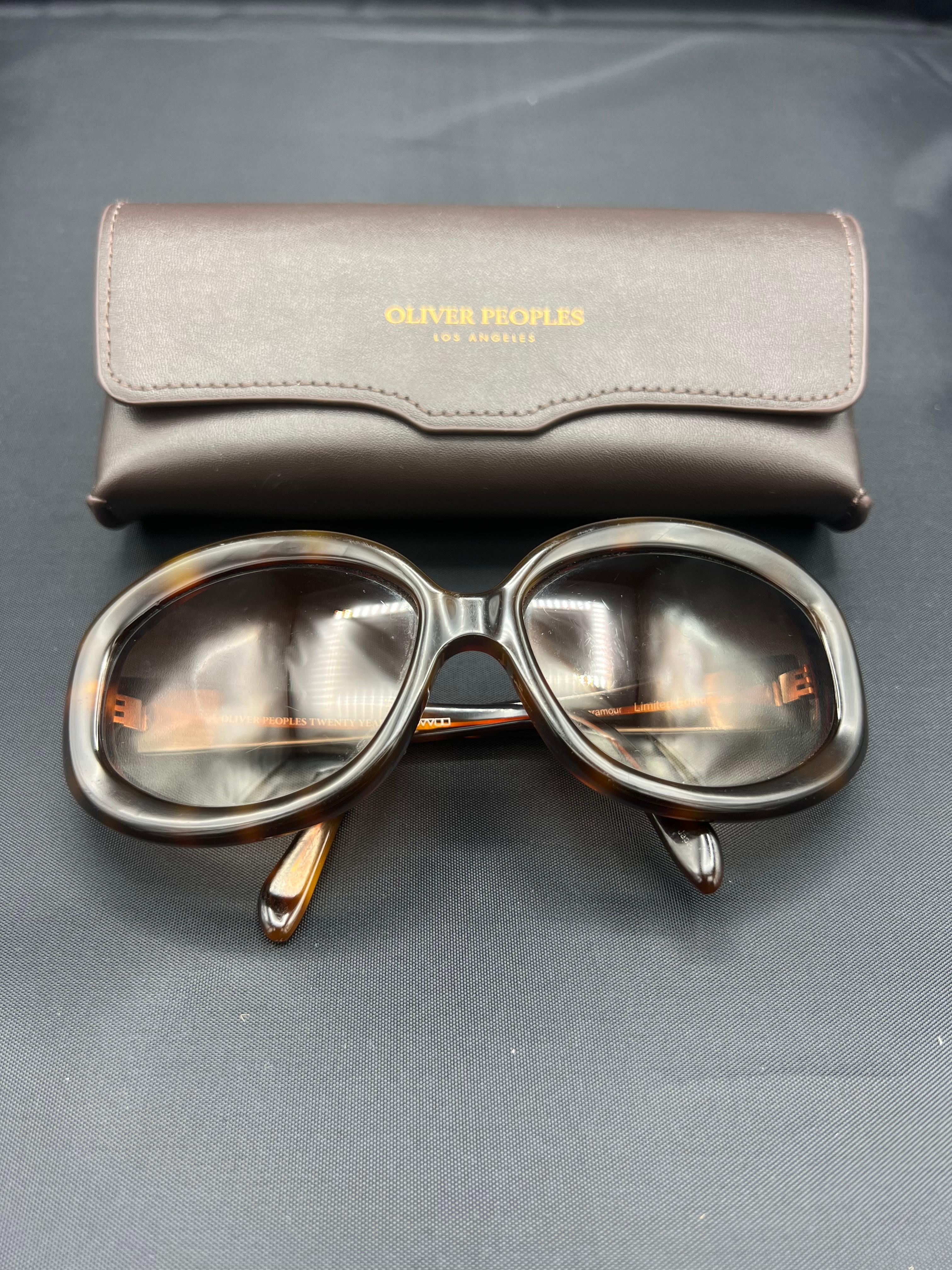 Oliver Peoples Twenty Years Paramount Limited Edition Brown Oval Sunglasses For Sale 3