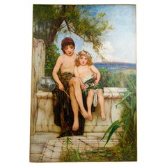 Oliver Rhys (1854-1907), Gemälde „Ein kühles Eck“, England 1800er Jahre