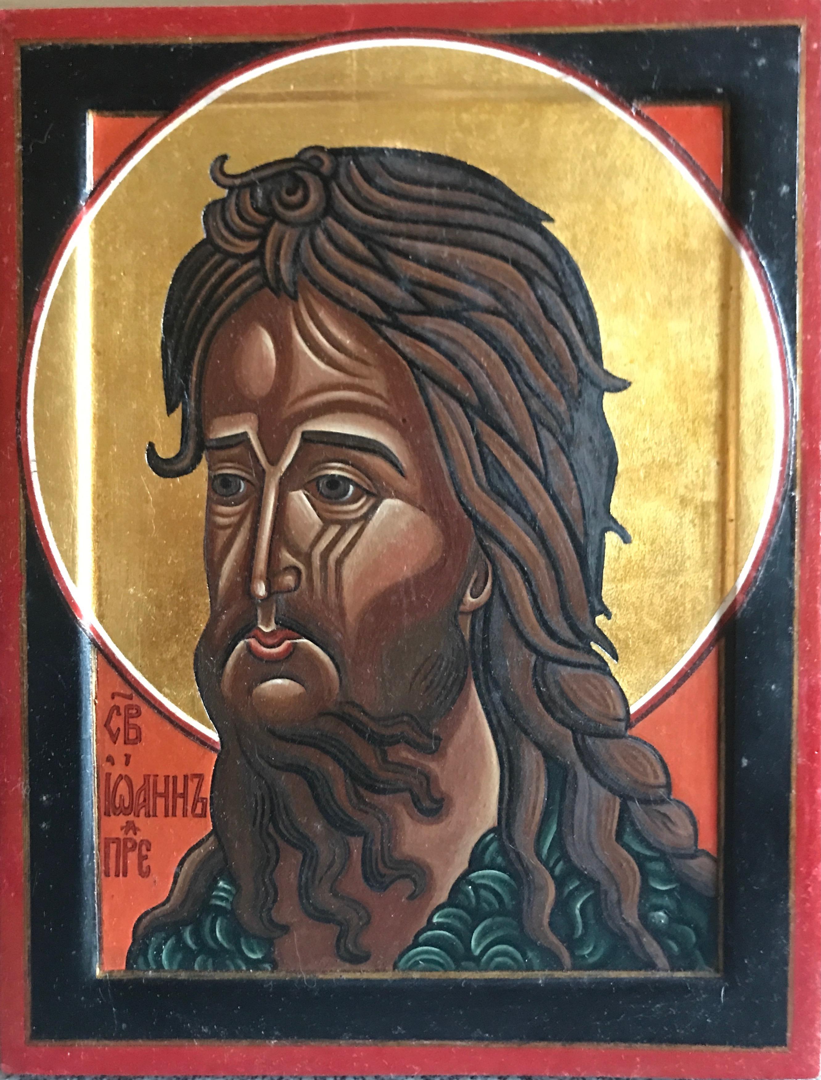 Oliver Samsinger  Portrait Painting - Saint John The Forerunner after a Russian Icon from the 16th Century  
