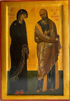 Antique Virgin of Kataphyge and St. John, after a Byzantine Bulgarian Icon 14th Century 