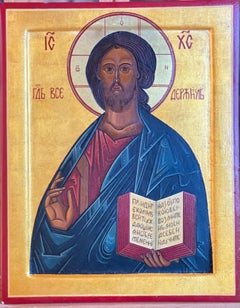Vintage Christ Pantocrator" After an Icon in the style of the Moscow School 