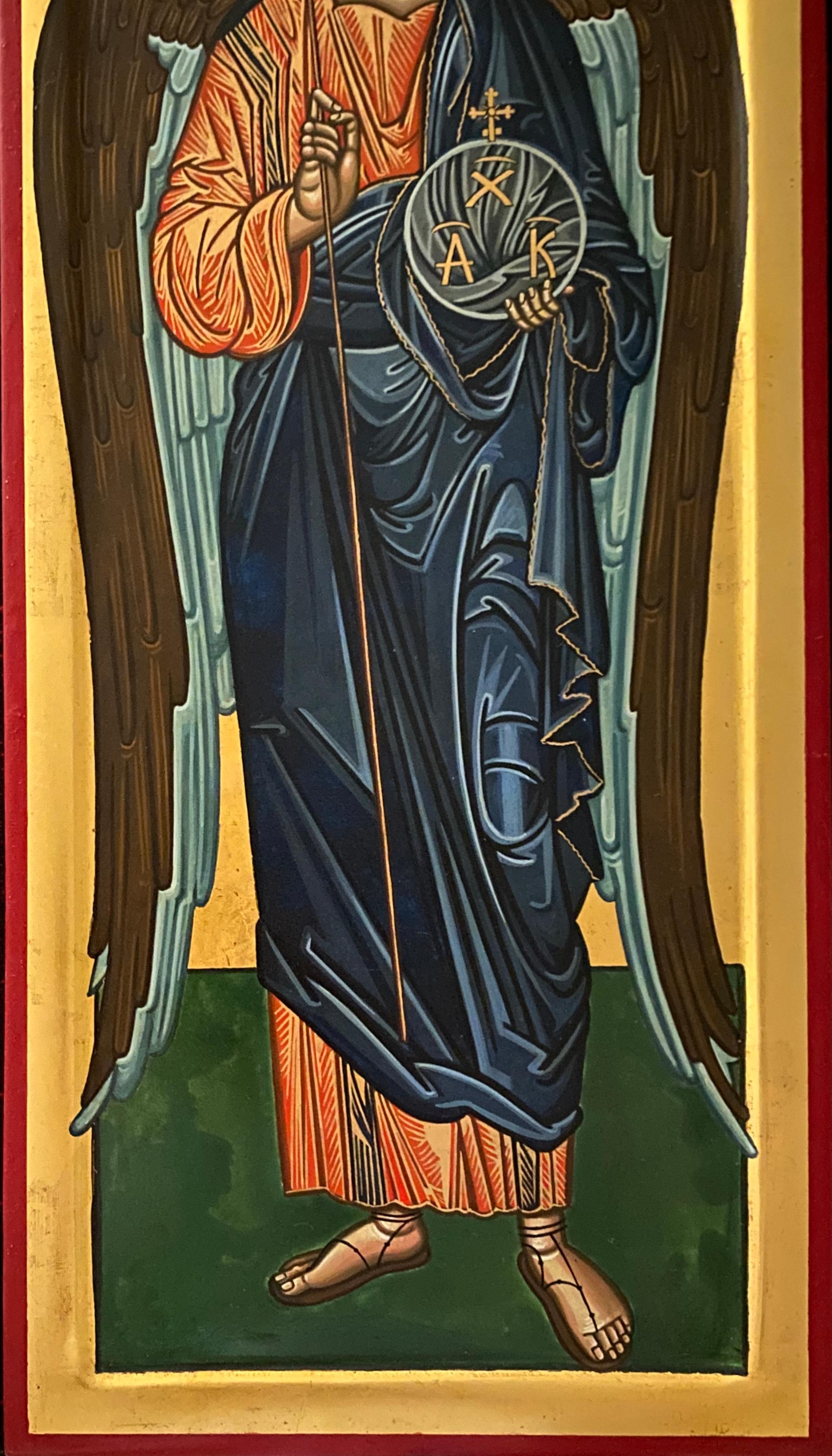 The archangel Saint Michael, after an icon of the 14th century - Byzantine Painting by Oliver Samsinger