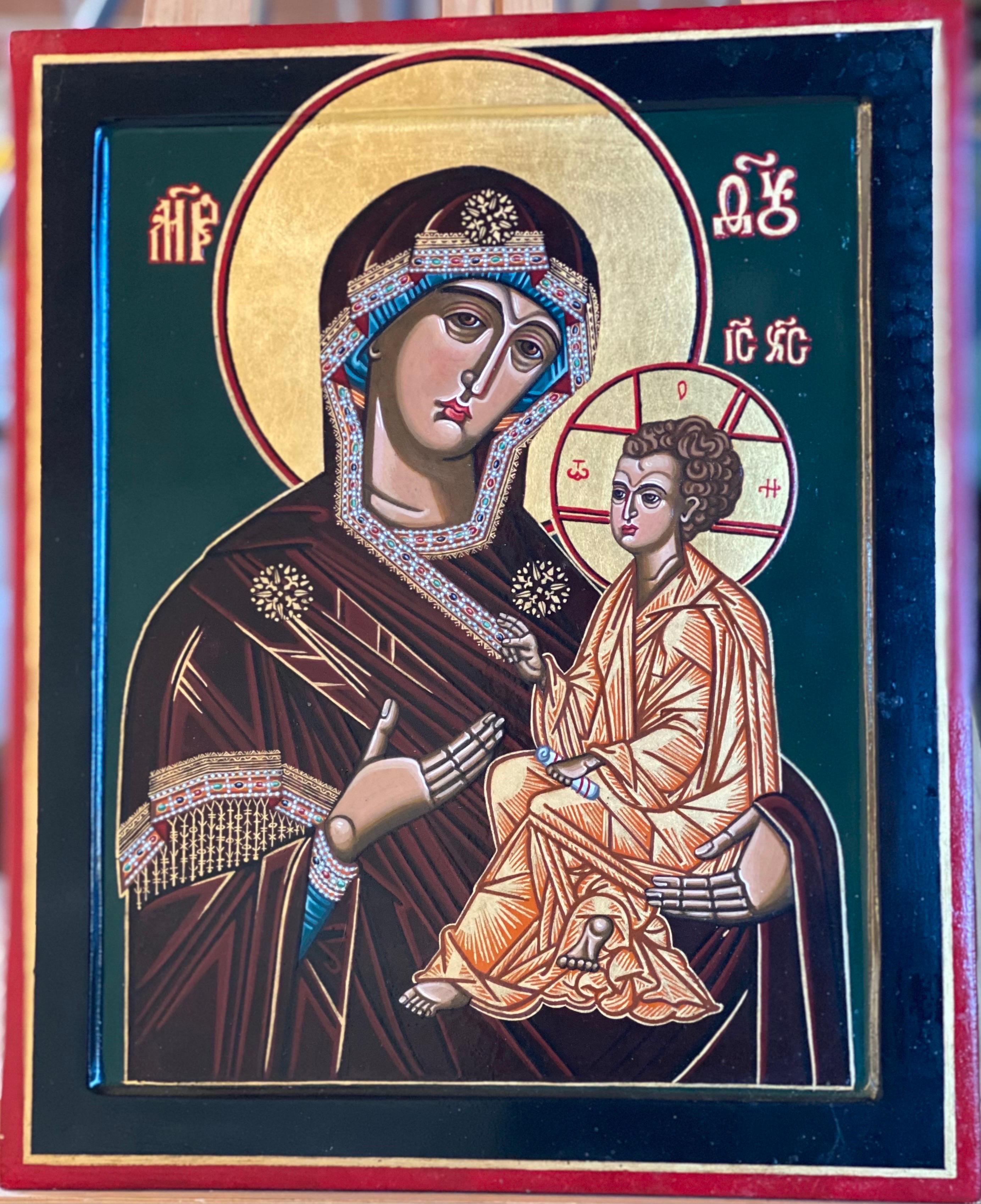 The Virgin of Tijvin (after a Russian Icon in the style of the 18th century). - Painting by Oliver Samsinger