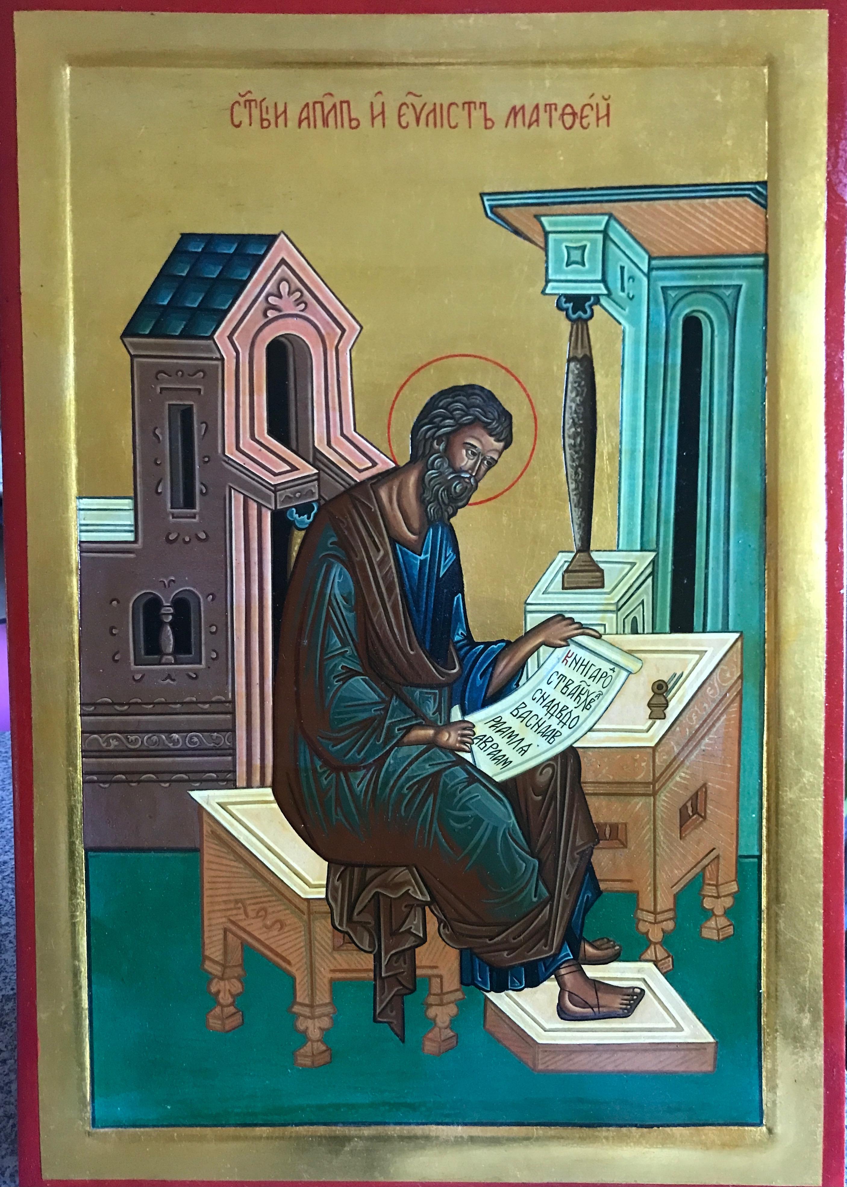 The Evangelist Matthew, after a Russian icon, school of Moscow, 15th century - Mixed Media Art by Oliver Samsinger