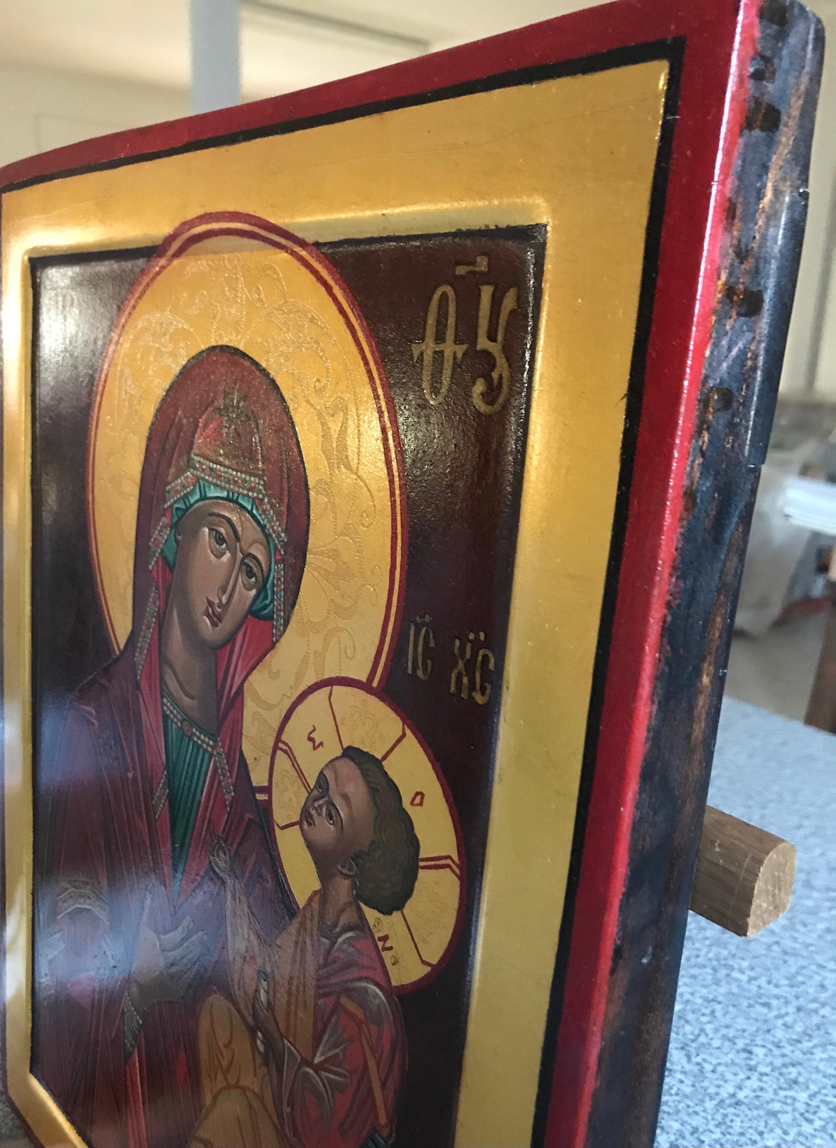 Virgin of Tijvin, after a Russian icon of the 17th Century.  For Sale 2