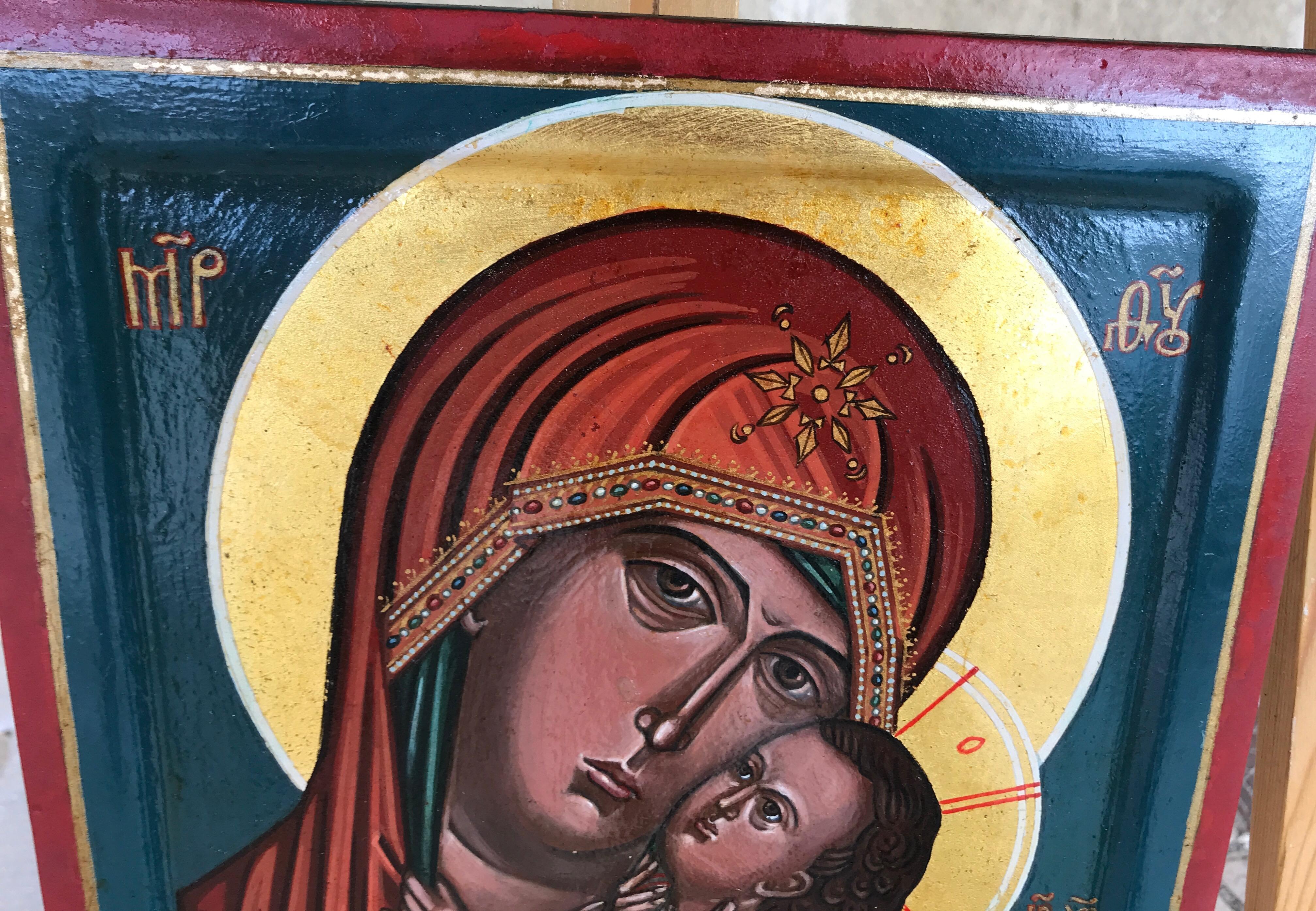Icon of  The Holy Virgin of  Tenderness (Korsunskaya). - Byzantine Painting by Oliver Samsinger