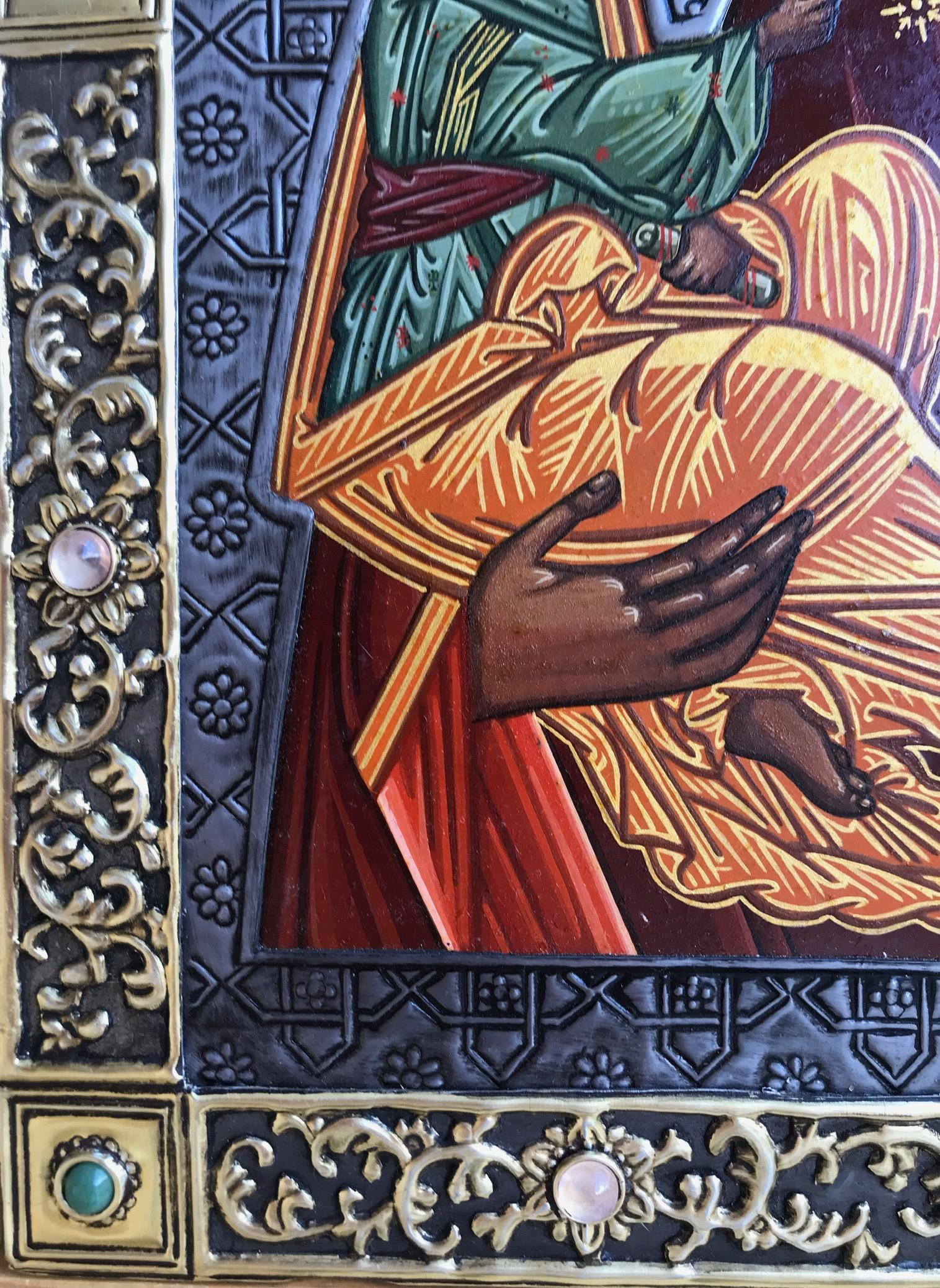 Ikone der  Unsere Lady von Jerusalem mit Oklad von Oliver Samsinger im Angebot 6