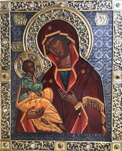 Icon of  Our Lady of Jerusalem with oklad by Oliver Samsinger