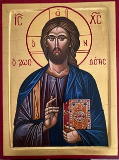 Christ Pantocrator (Closed Book) – Byzantine Icon, Egg Tempera & 24K Gold