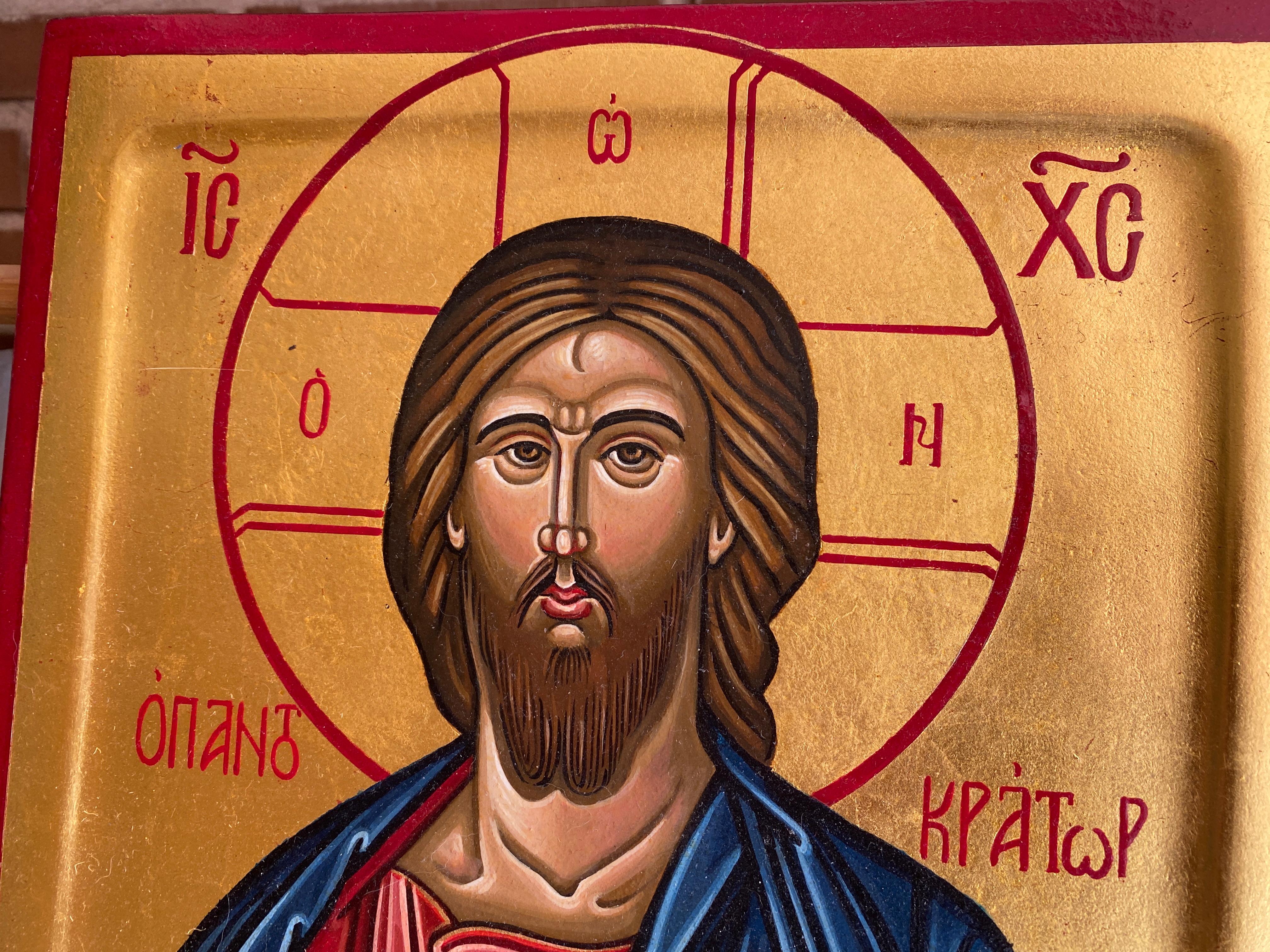 Christ Pantocrator (Open Book) – Byzantine Icon, Egg Tempera & 24K Gold For Sale 1