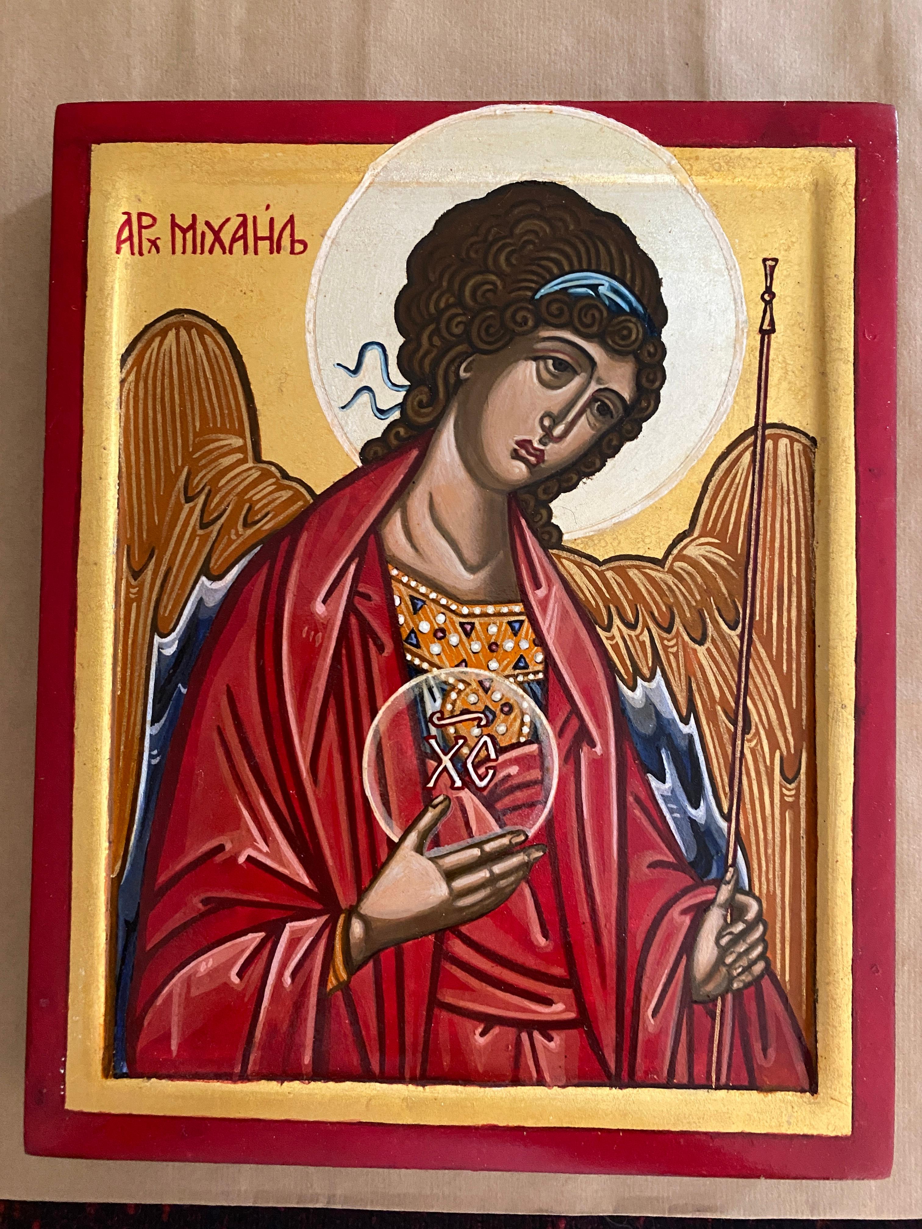The Archangel Michael (after the one by Rubliev in the Tretyakov Gallery-Moscow) - Byzantine Painting by Oliver Samsinger