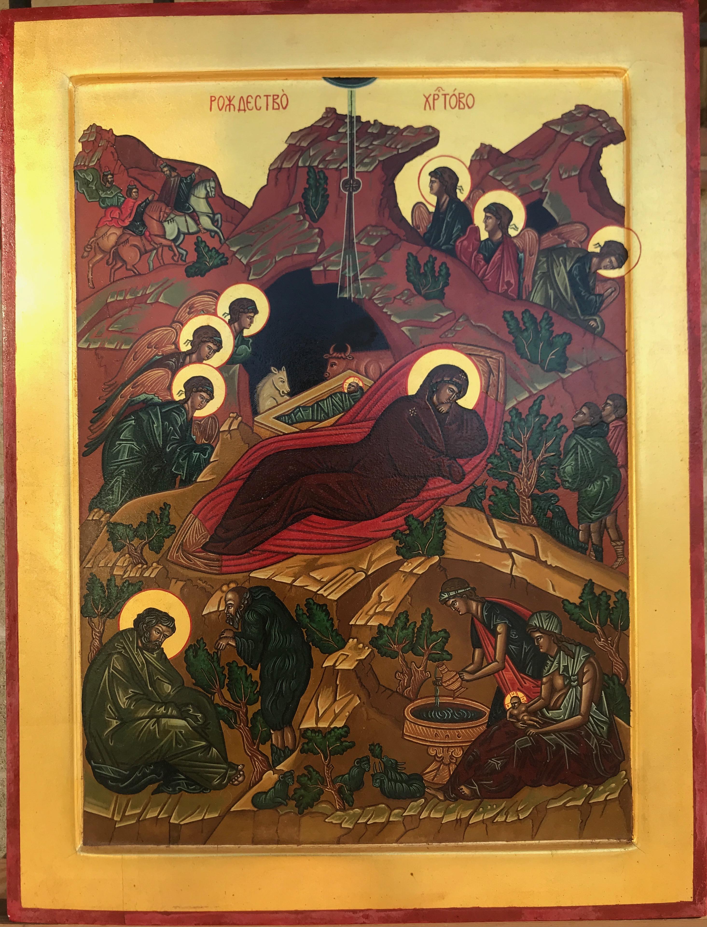 "Birth of Christ" after a Russian icon of the 15th century. Oliver Samsinger