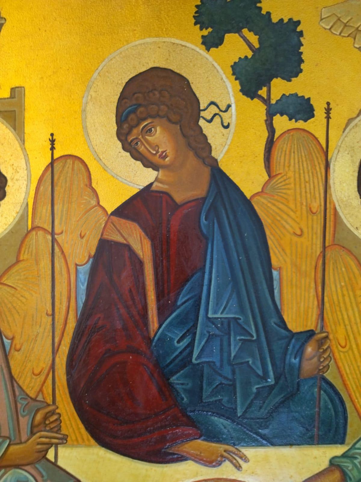The Holy Trinity II, after an icon by Russian painter Rublev (15th century) - Byzantine Painting by Oliver Samsinger